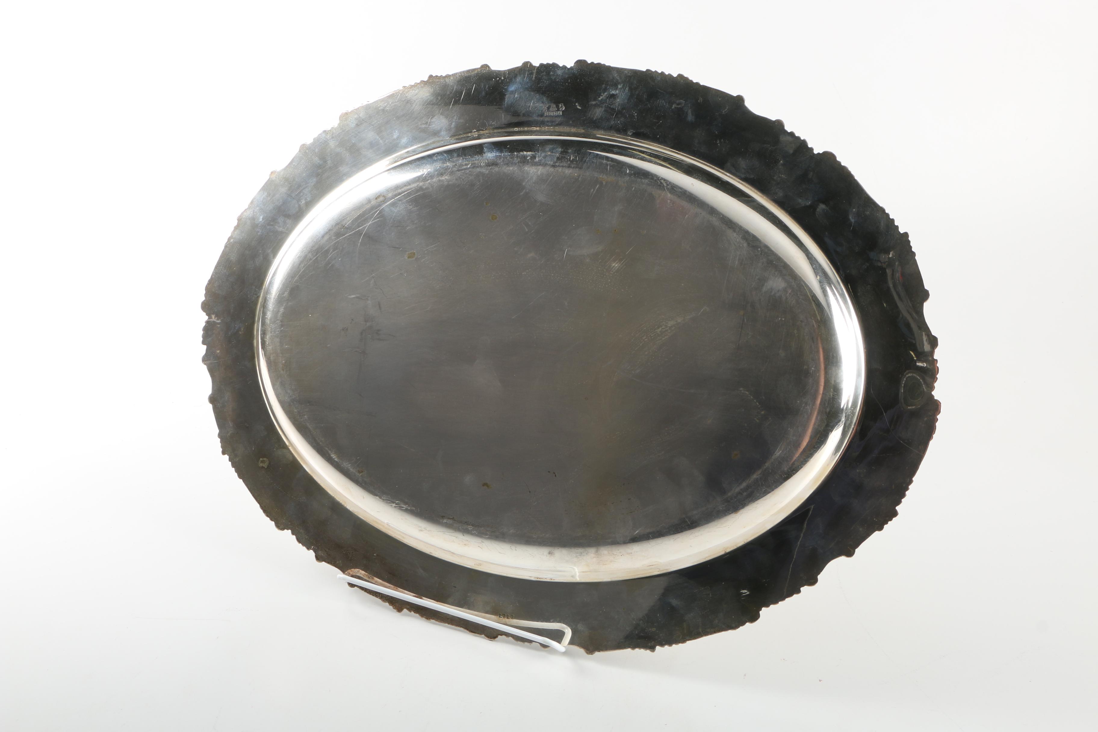 Sheffield Silver Co. Silver Plate Grape Vine Motif Oval Platter