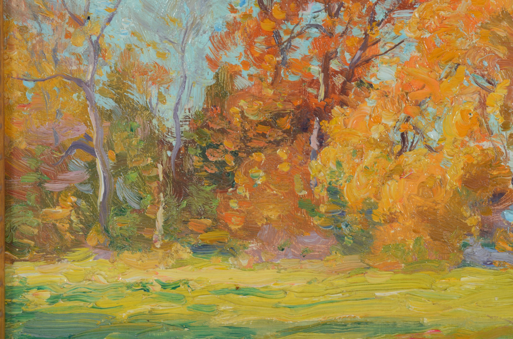 William S. Robinson Vintage Oil Painting on Academy Board of an Autumn Landscape