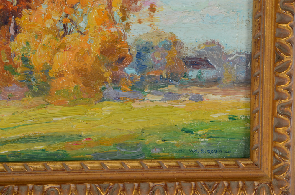 William S. Robinson Vintage Oil Painting on Academy Board of an Autumn Landscape