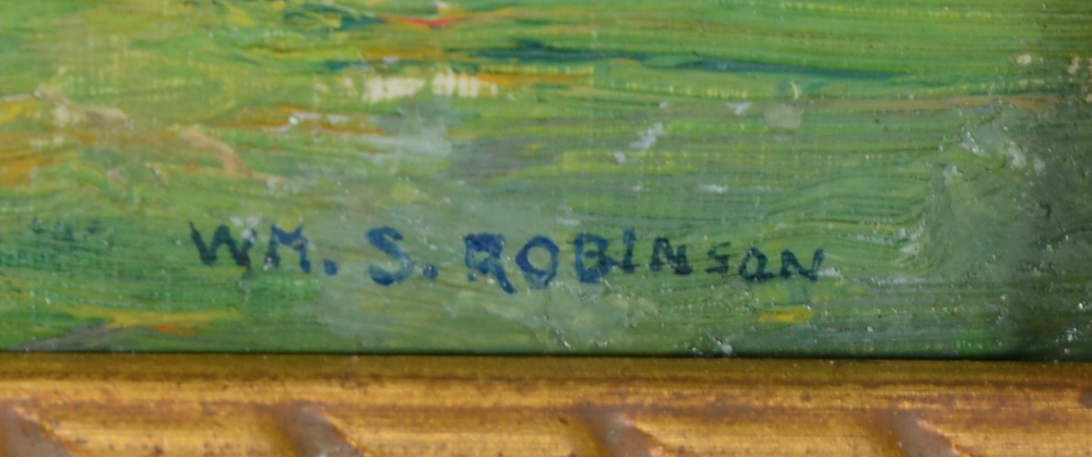 William S. Robinson Vintage Oil Painting on Academy Board of an Autumn Landscape