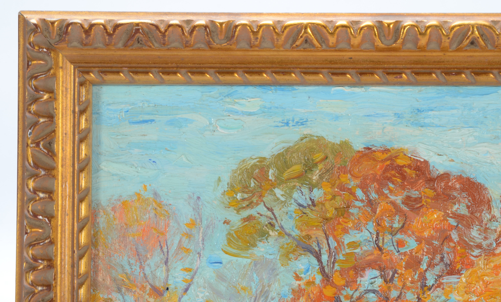 William S. Robinson Vintage Oil Painting on Academy Board of an Autumn Landscape