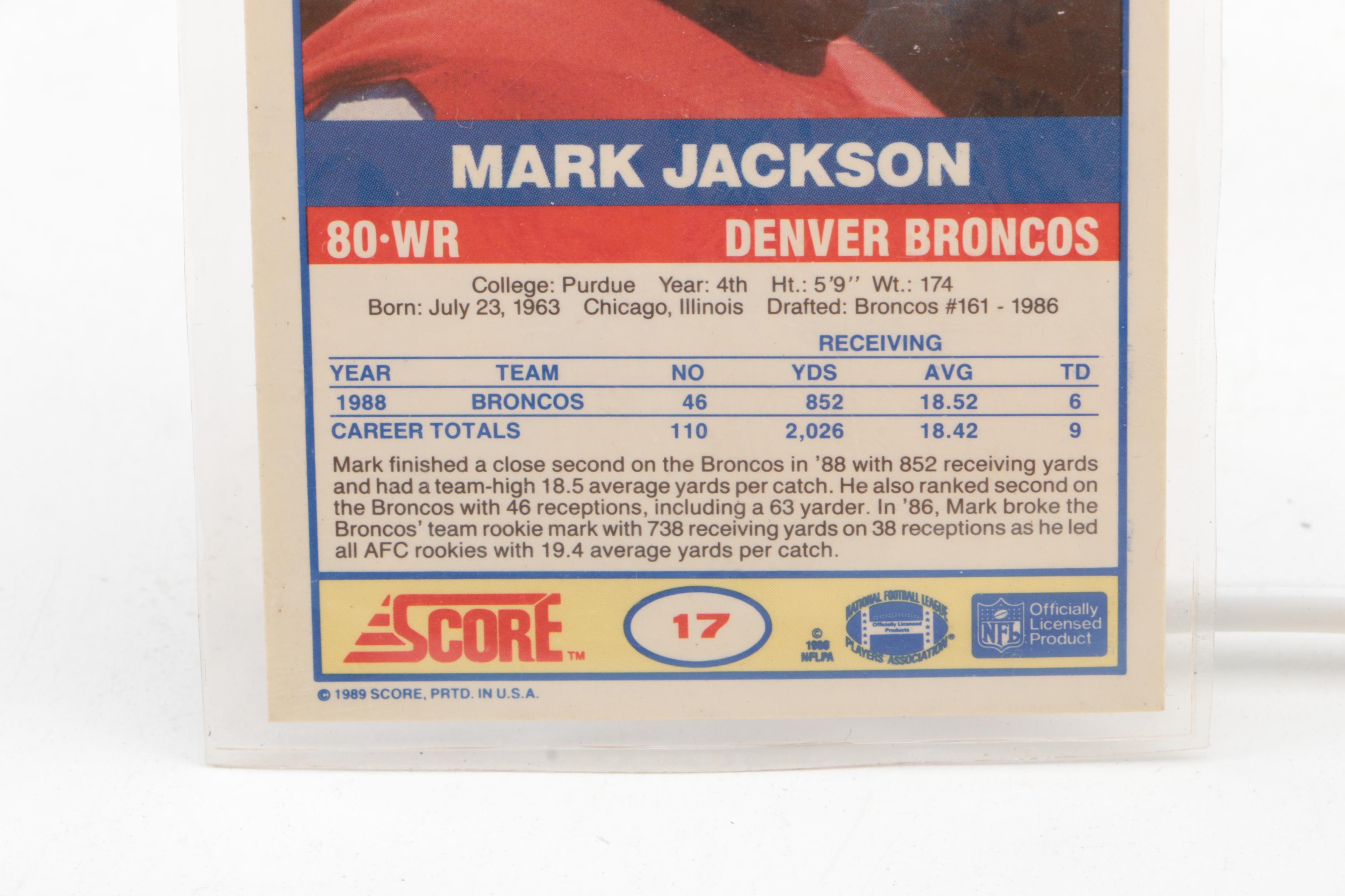 1989 Score Mark Jackson #17 Football Trading Card
