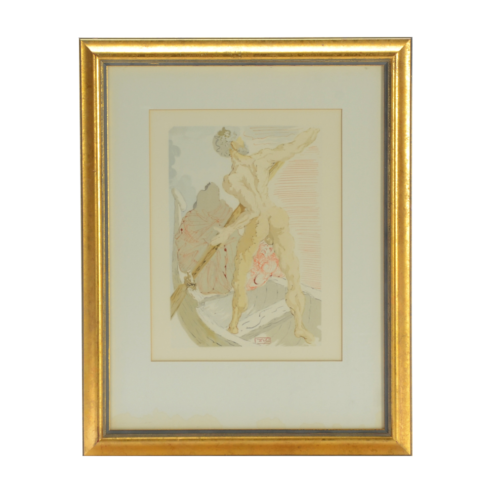 Salvador Dali Woodblock Print "Hell Canto 3" from the Divine Comedy Series