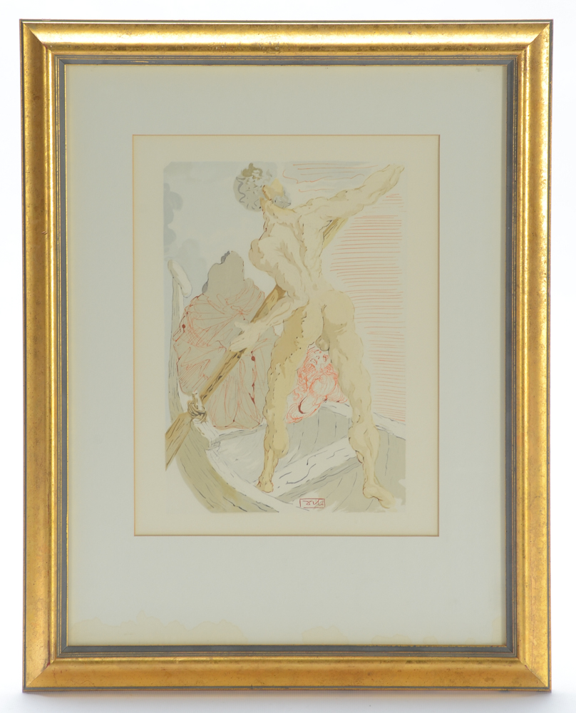 Salvador Dali Woodblock Print "Hell Canto 3" from the Divine Comedy Series