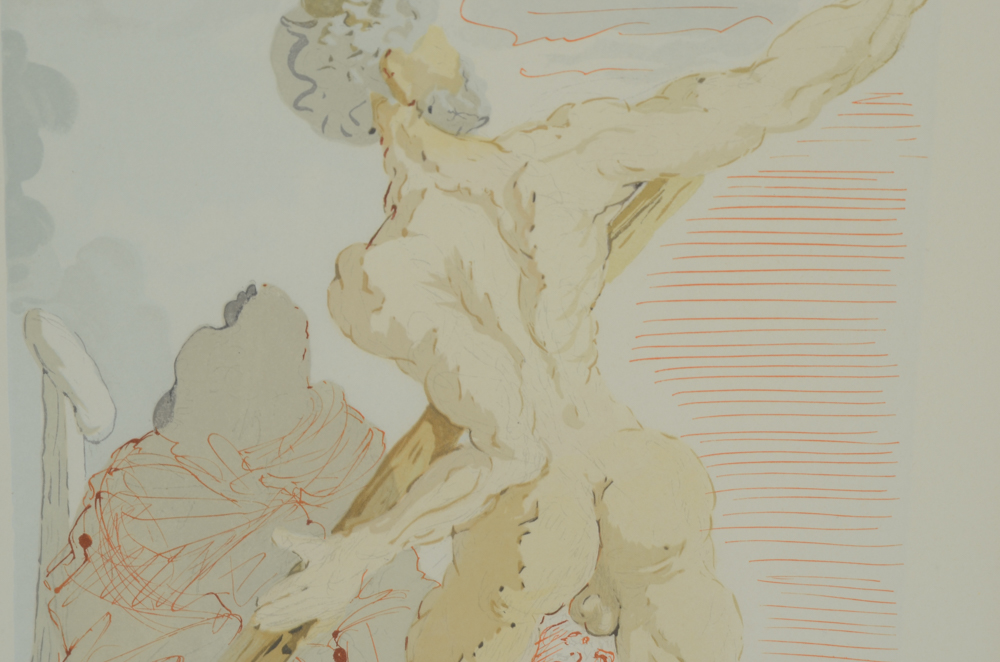 Salvador Dali Woodblock Print "Hell Canto 3" from the Divine Comedy Series