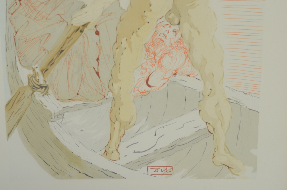 Salvador Dali Woodblock Print "Hell Canto 3" from the Divine Comedy Series