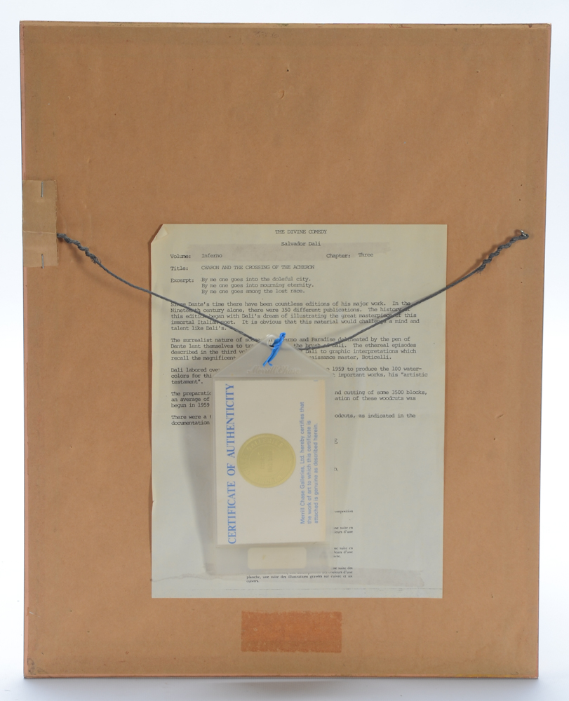 Salvador Dali Woodblock Print "Hell Canto 3" from the Divine Comedy Series