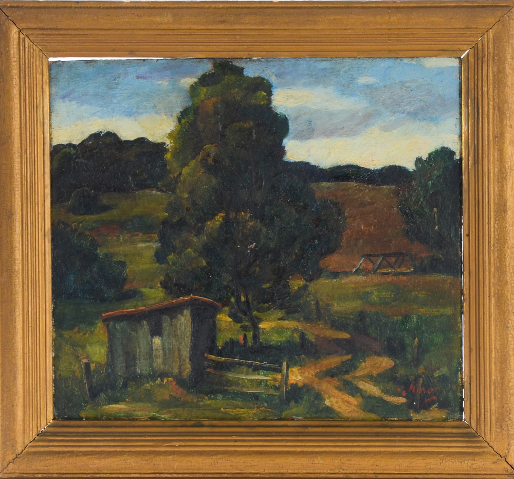 J. King Mid-Century Oil Painting of a Landscape