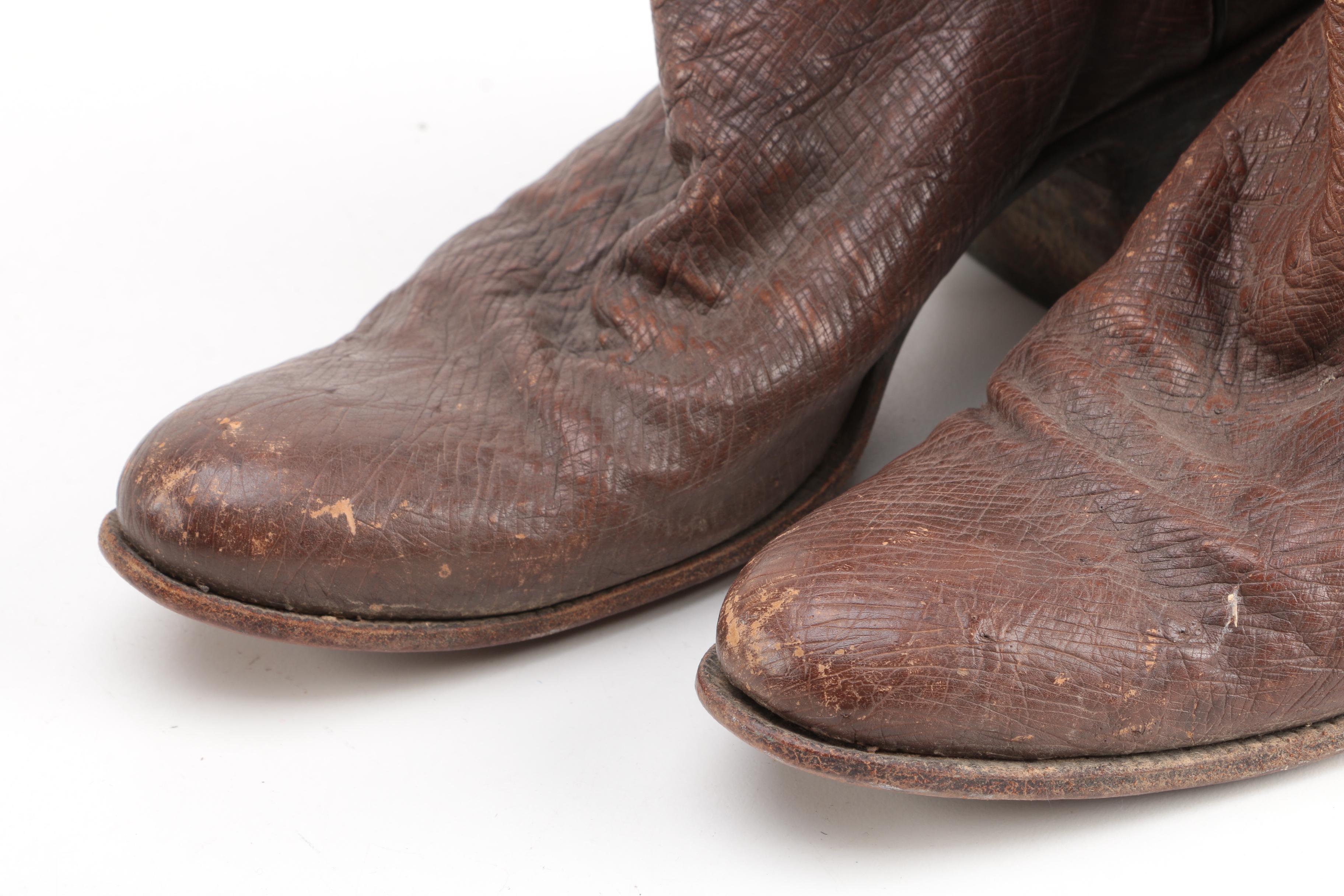 Vintage Ryon Ostrich and Bovine Leather Cowboy Boots