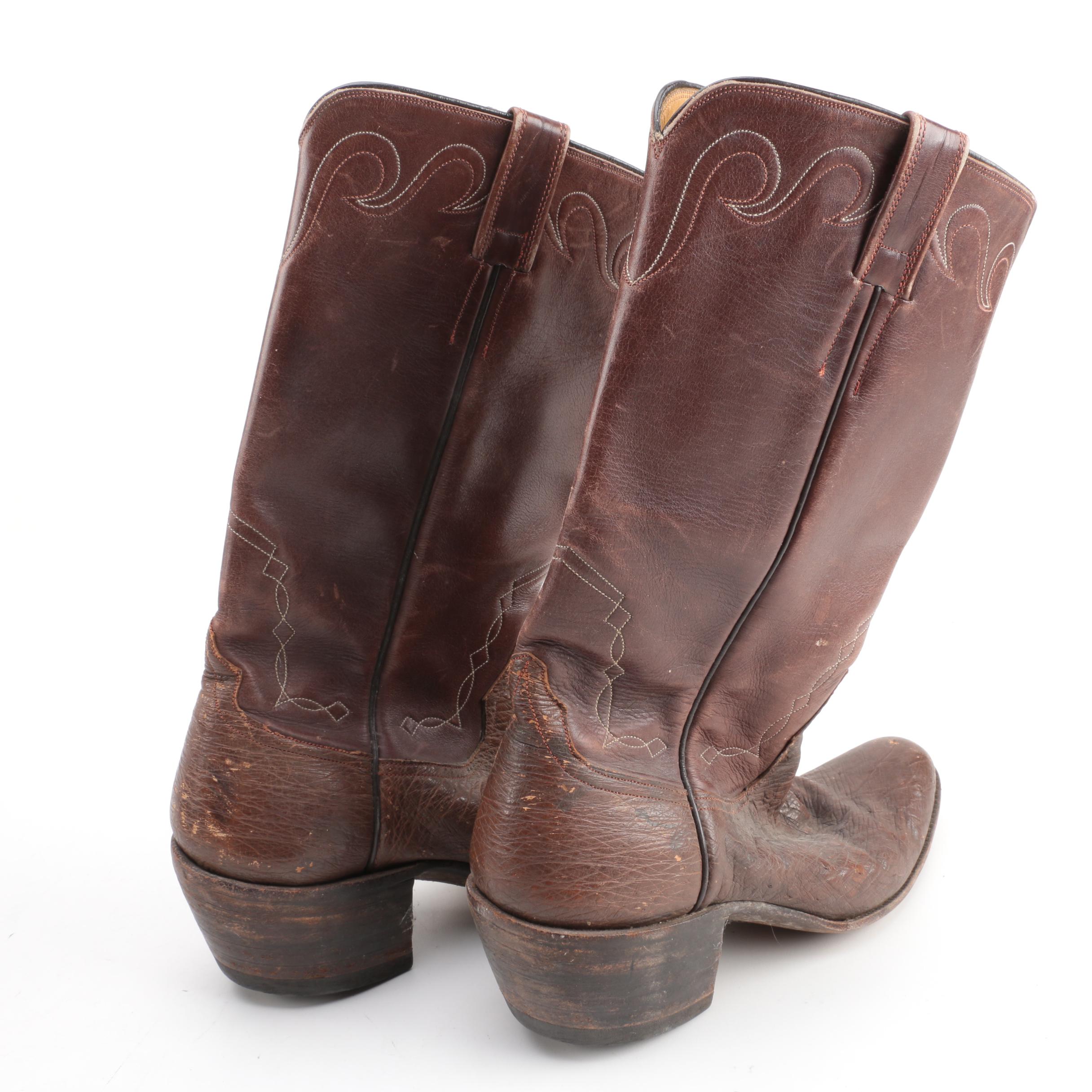 Vintage Ryon Ostrich and Bovine Leather Cowboy Boots