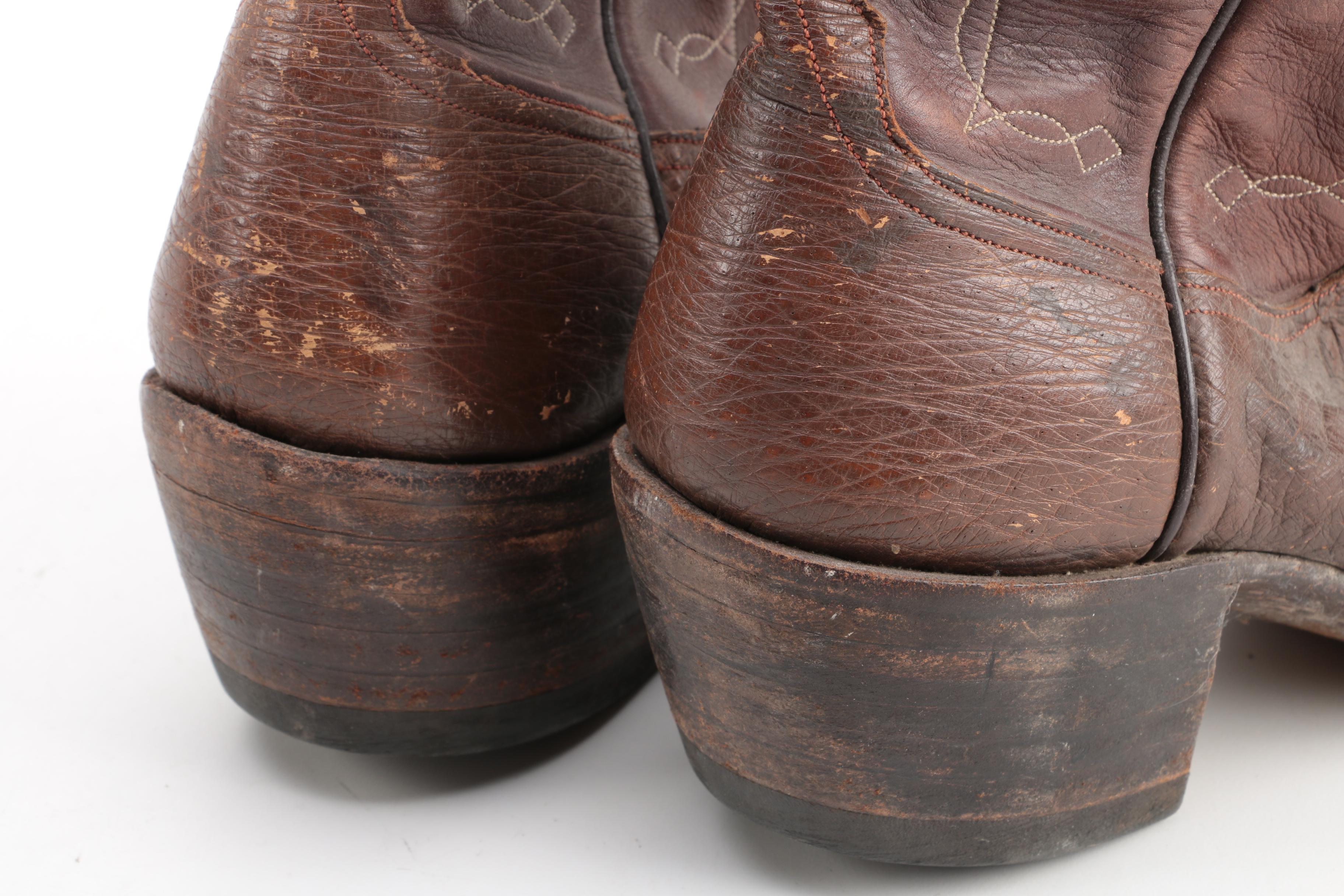 Vintage Ryon Ostrich and Bovine Leather Cowboy Boots