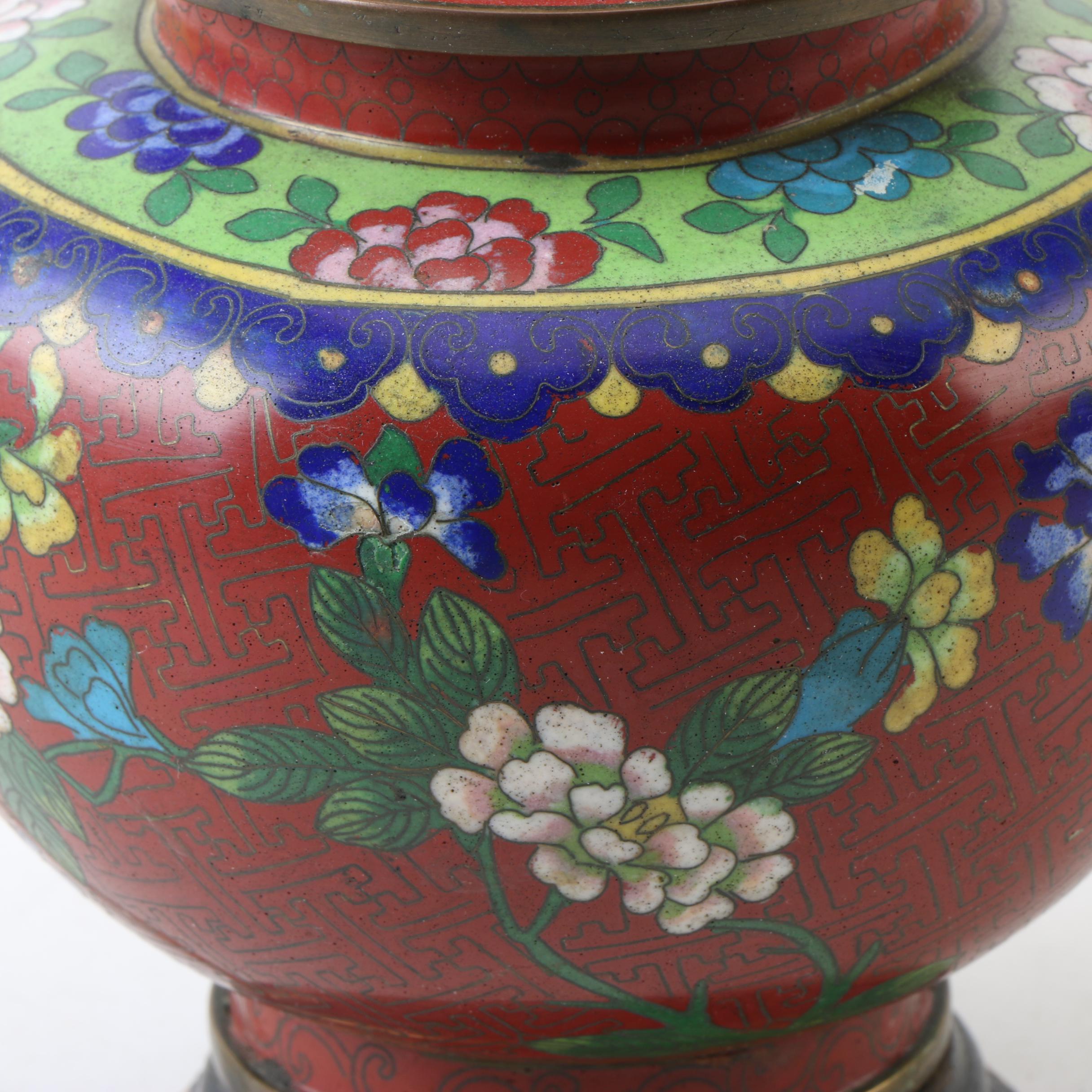 Vintage Chinese Cloisonné Accent Lamp