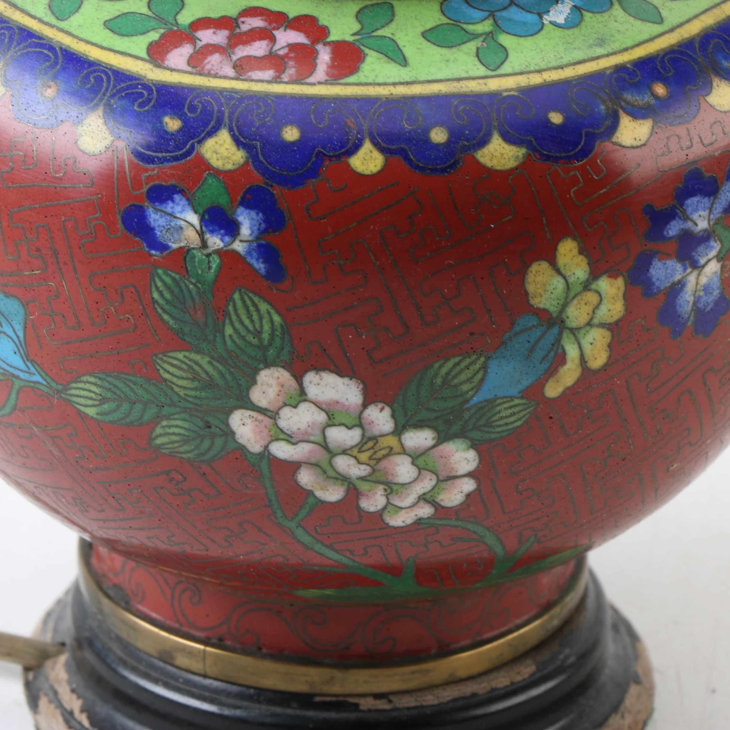 Vintage Chinese Cloisonné Accent Lamp