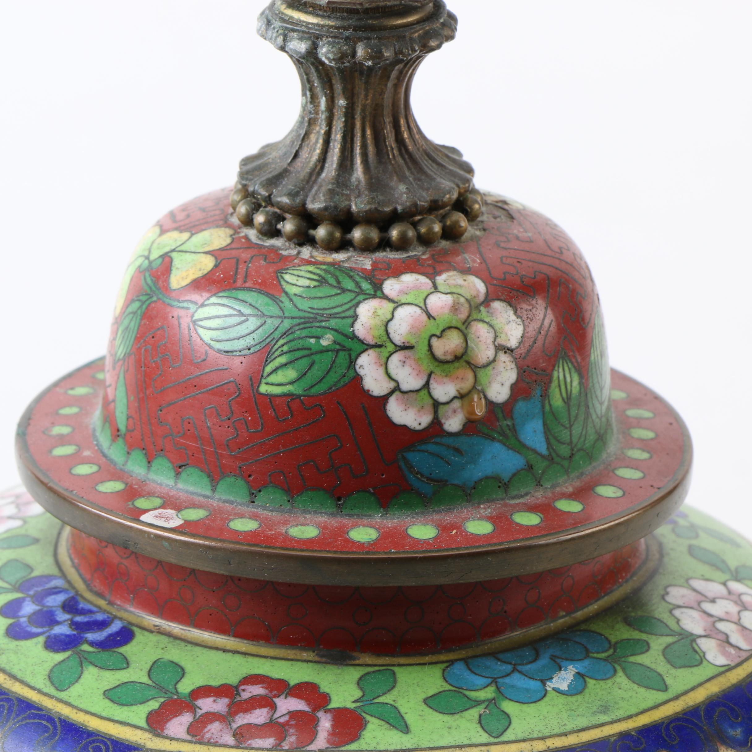 Vintage Chinese Cloisonné Accent Lamp