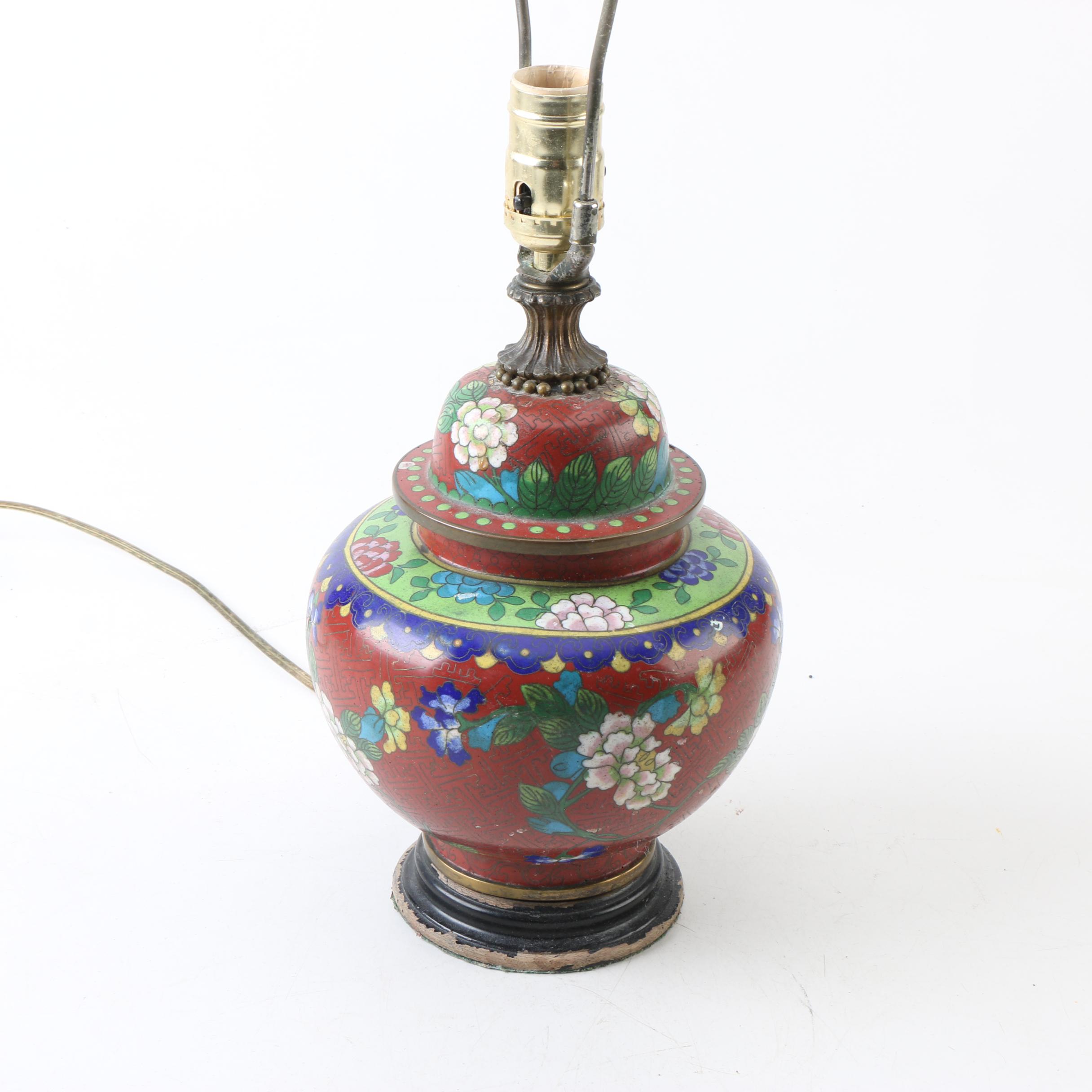 Vintage Chinese Cloisonné Accent Lamp