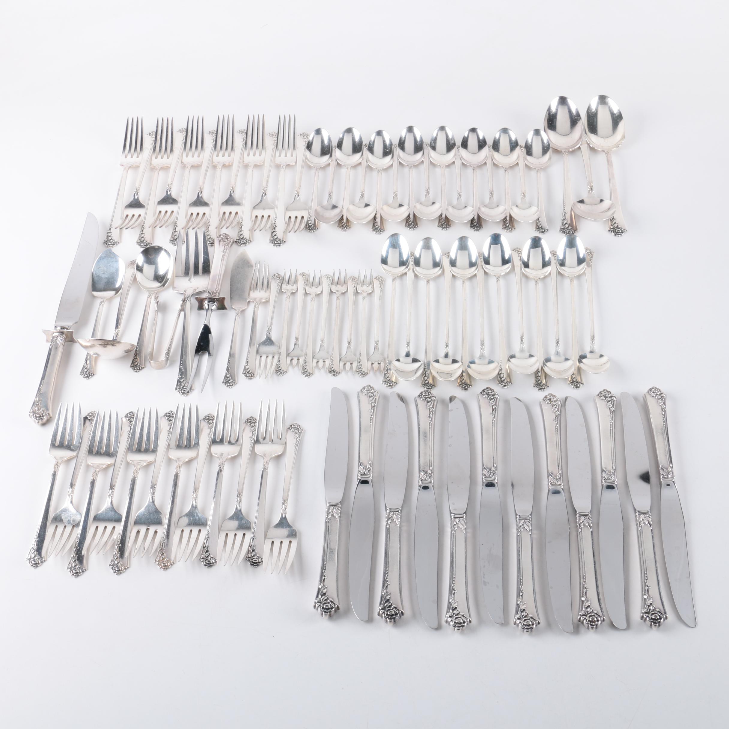 Heirloom Sterling "Damask Rose" Sterling Silver Flatware Set