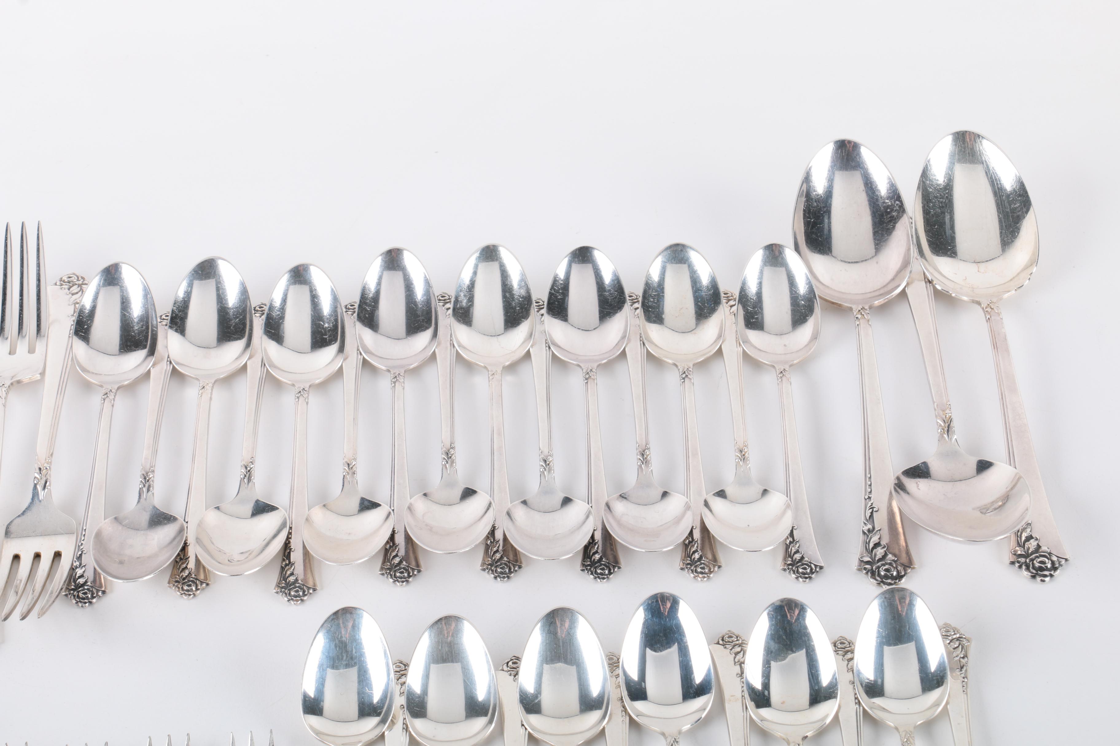 Heirloom Sterling "Damask Rose" Sterling Silver Flatware Set