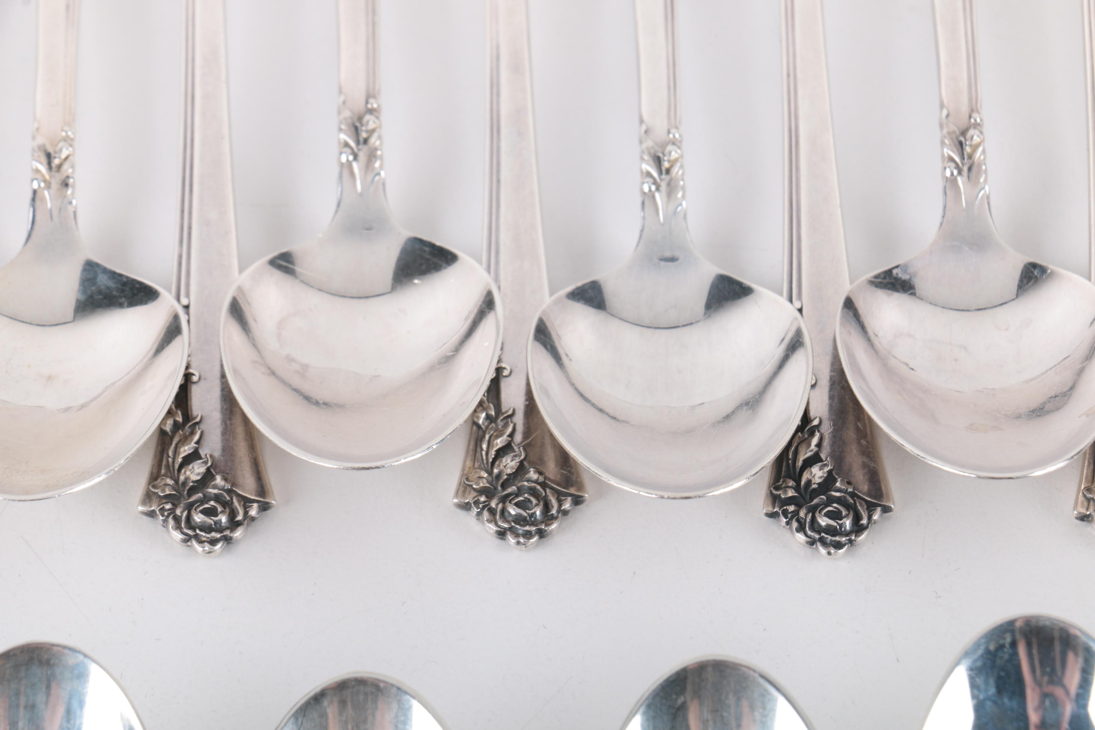 Heirloom Sterling "Damask Rose" Sterling Silver Flatware Set