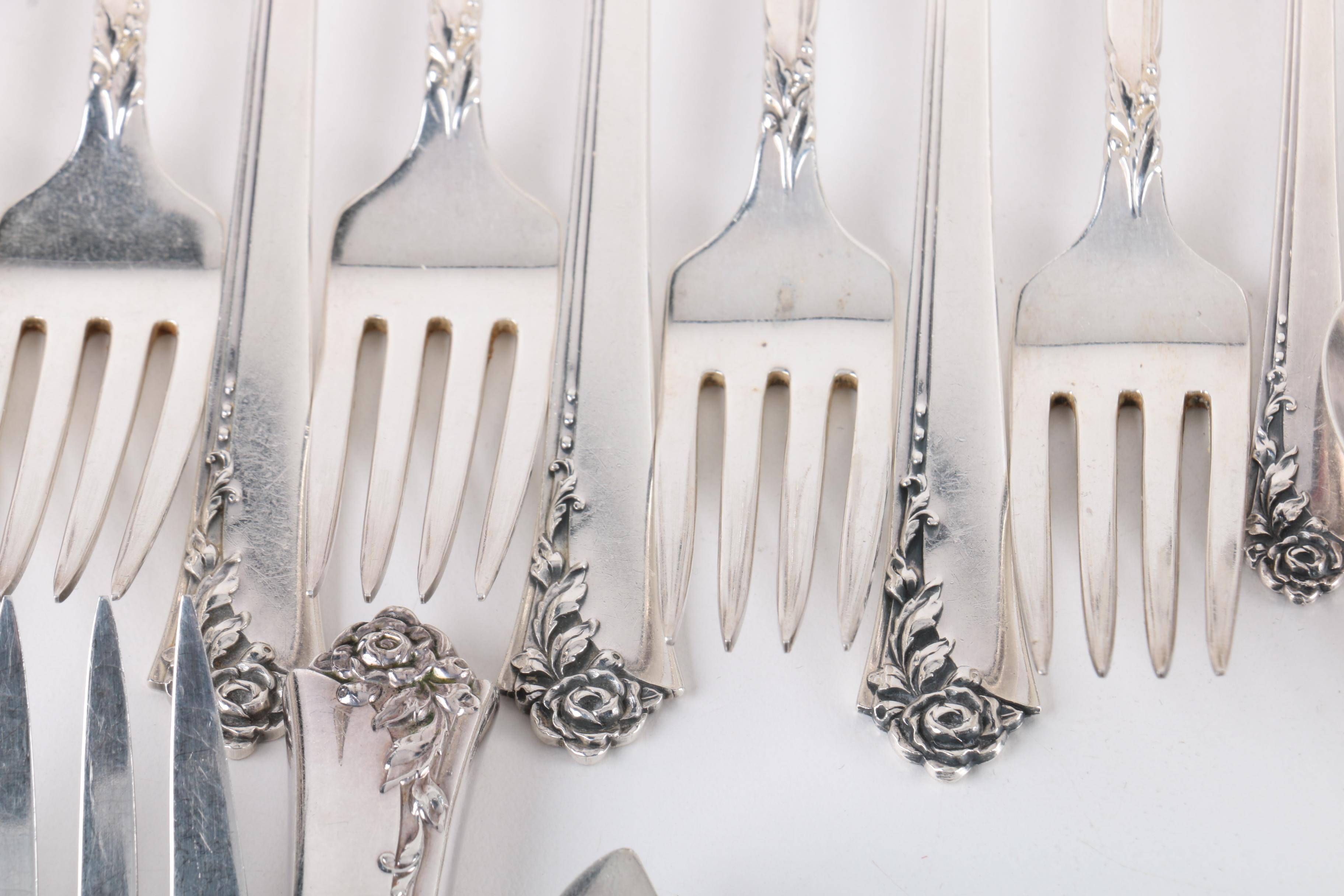 Heirloom Sterling "Damask Rose" Sterling Silver Flatware Set
