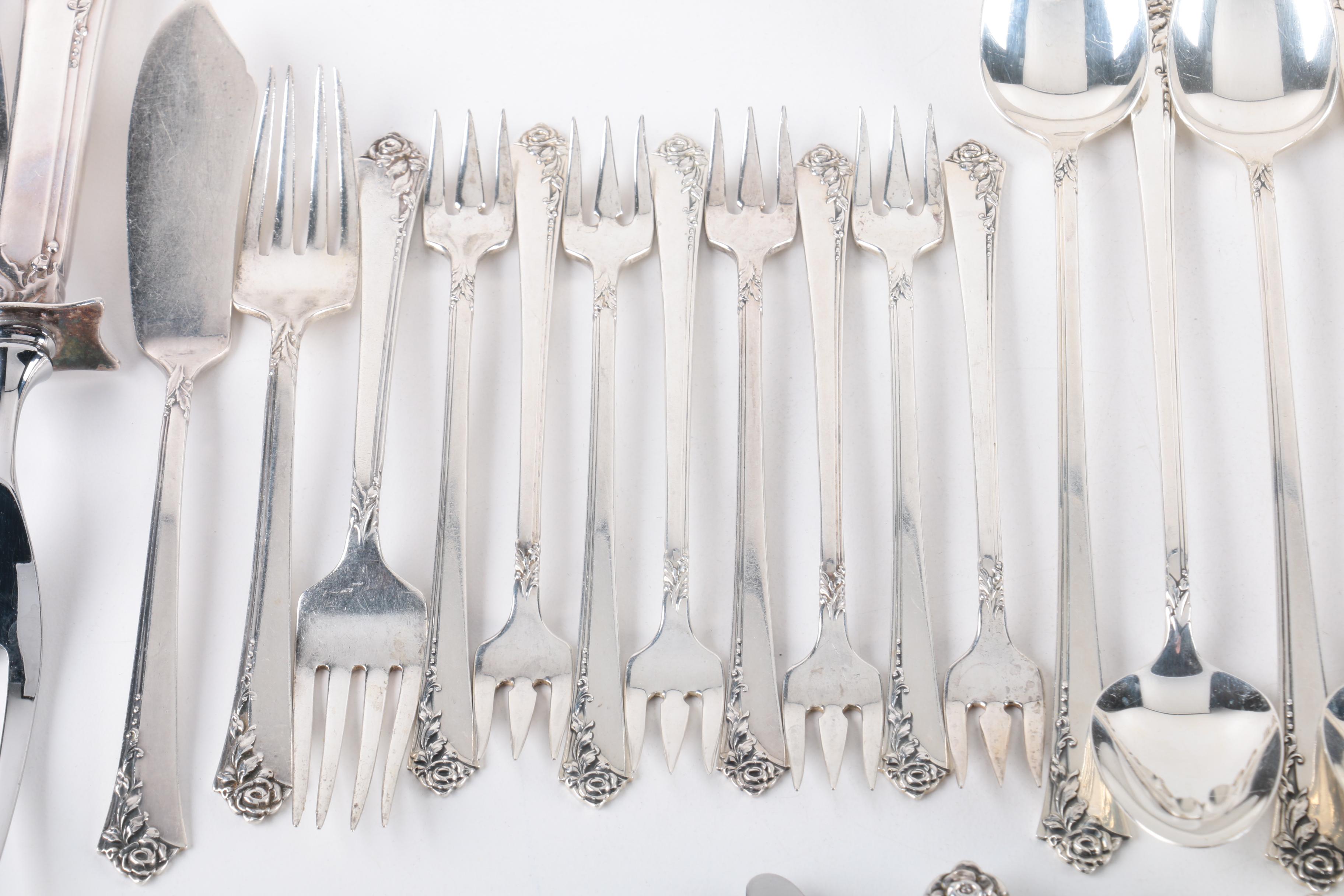 Heirloom Sterling "Damask Rose" Sterling Silver Flatware Set