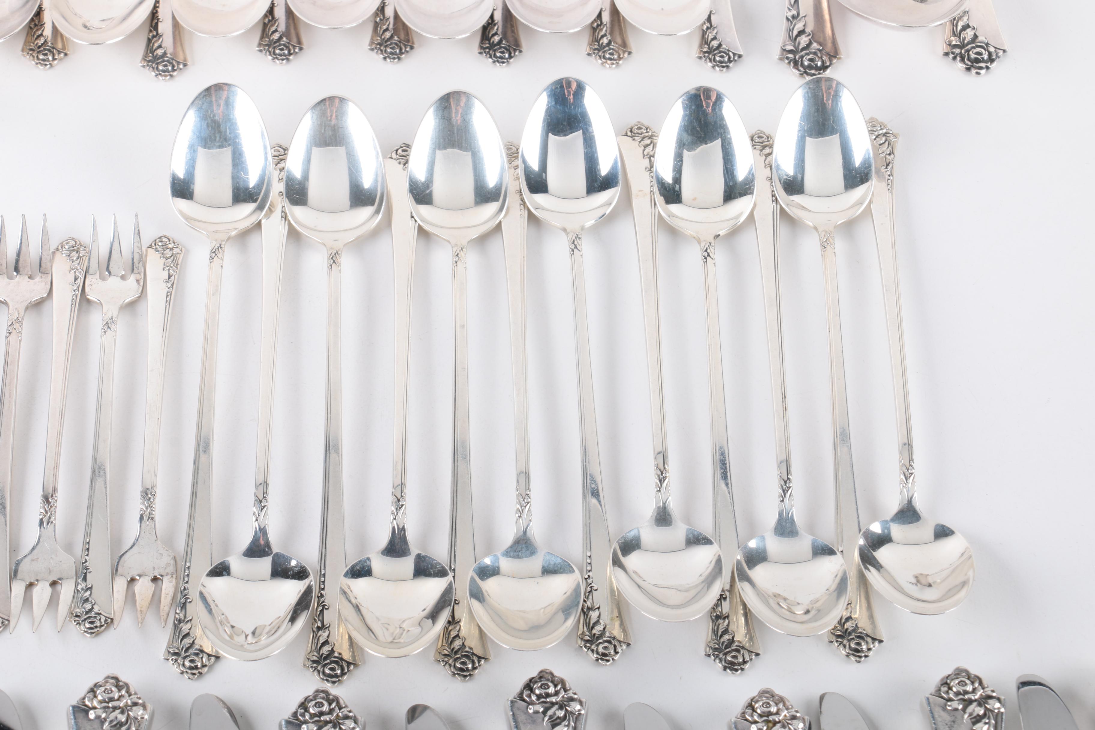 Heirloom Sterling "Damask Rose" Sterling Silver Flatware Set