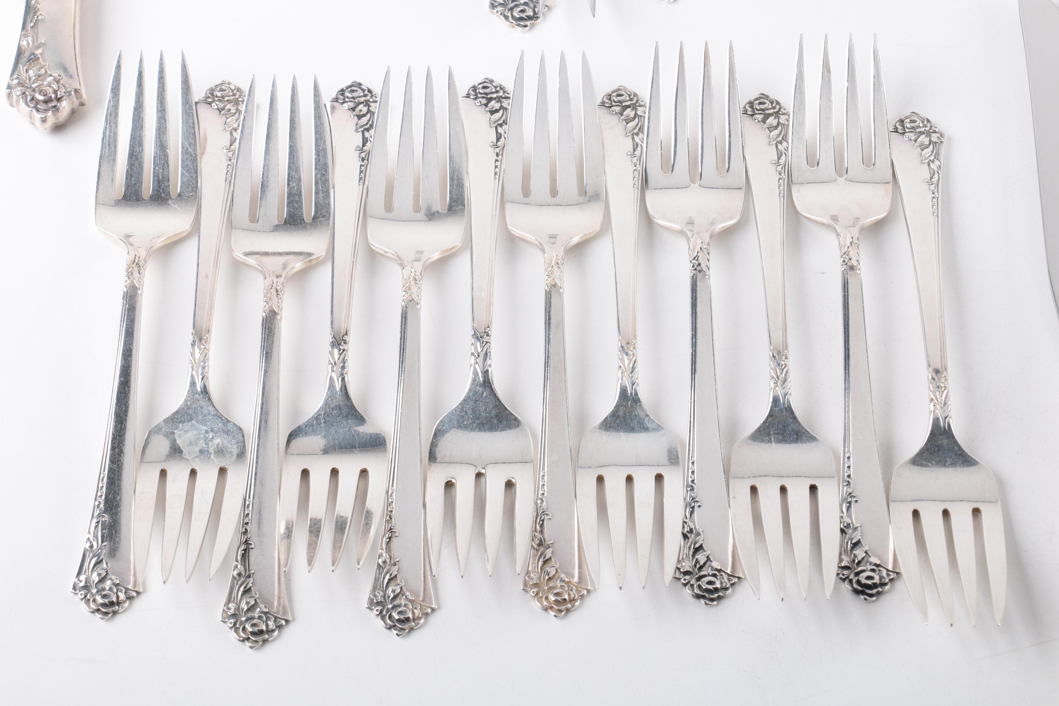 Heirloom Sterling "Damask Rose" Sterling Silver Flatware Set