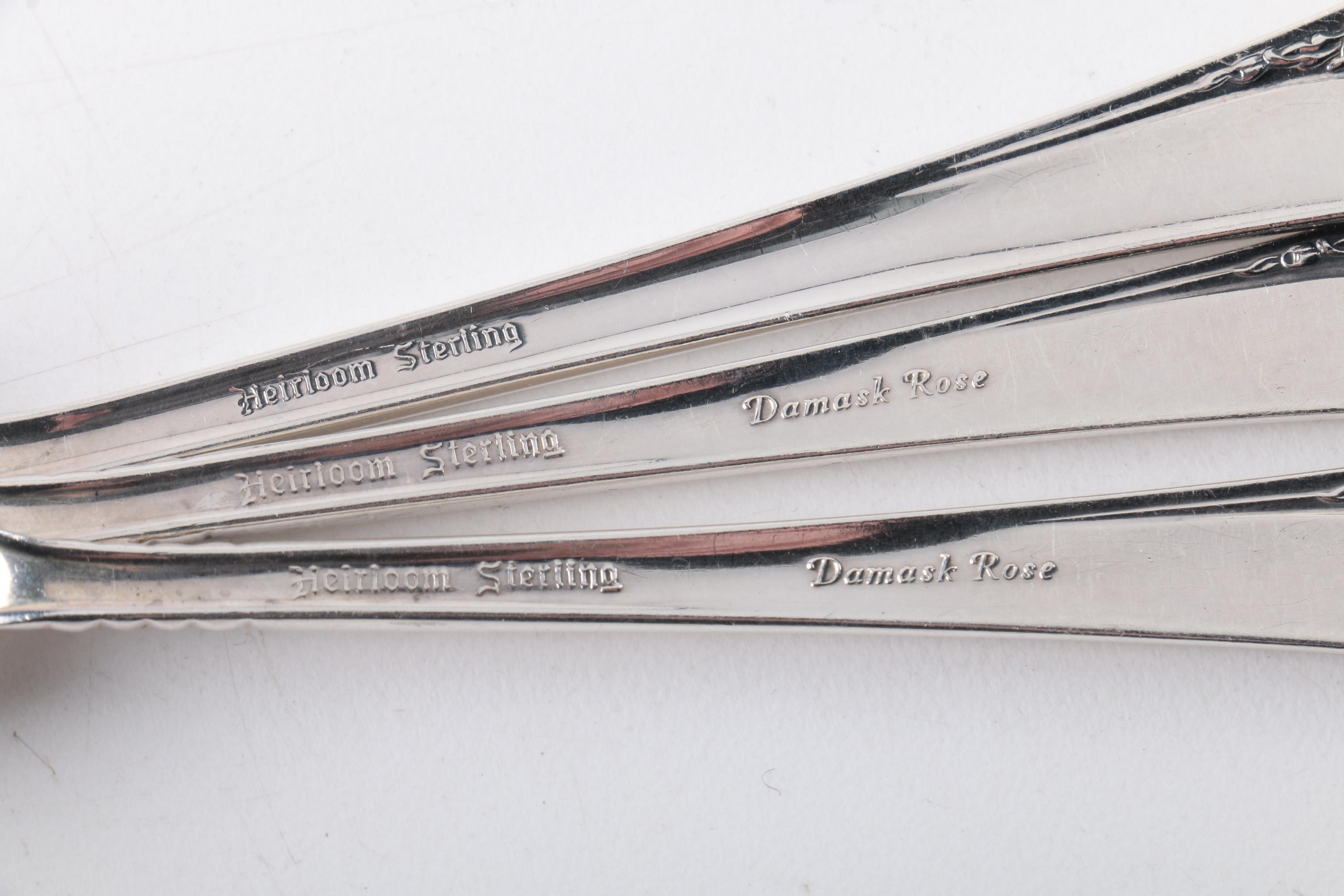 Heirloom Sterling "Damask Rose" Sterling Silver Flatware Set