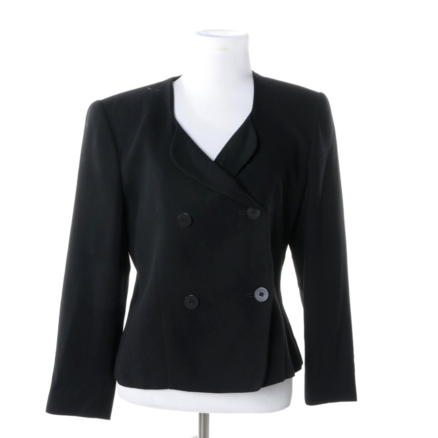 Women's Giorgio Armani Le Collezioni Double-Breasted Black Wool Suit Jacket