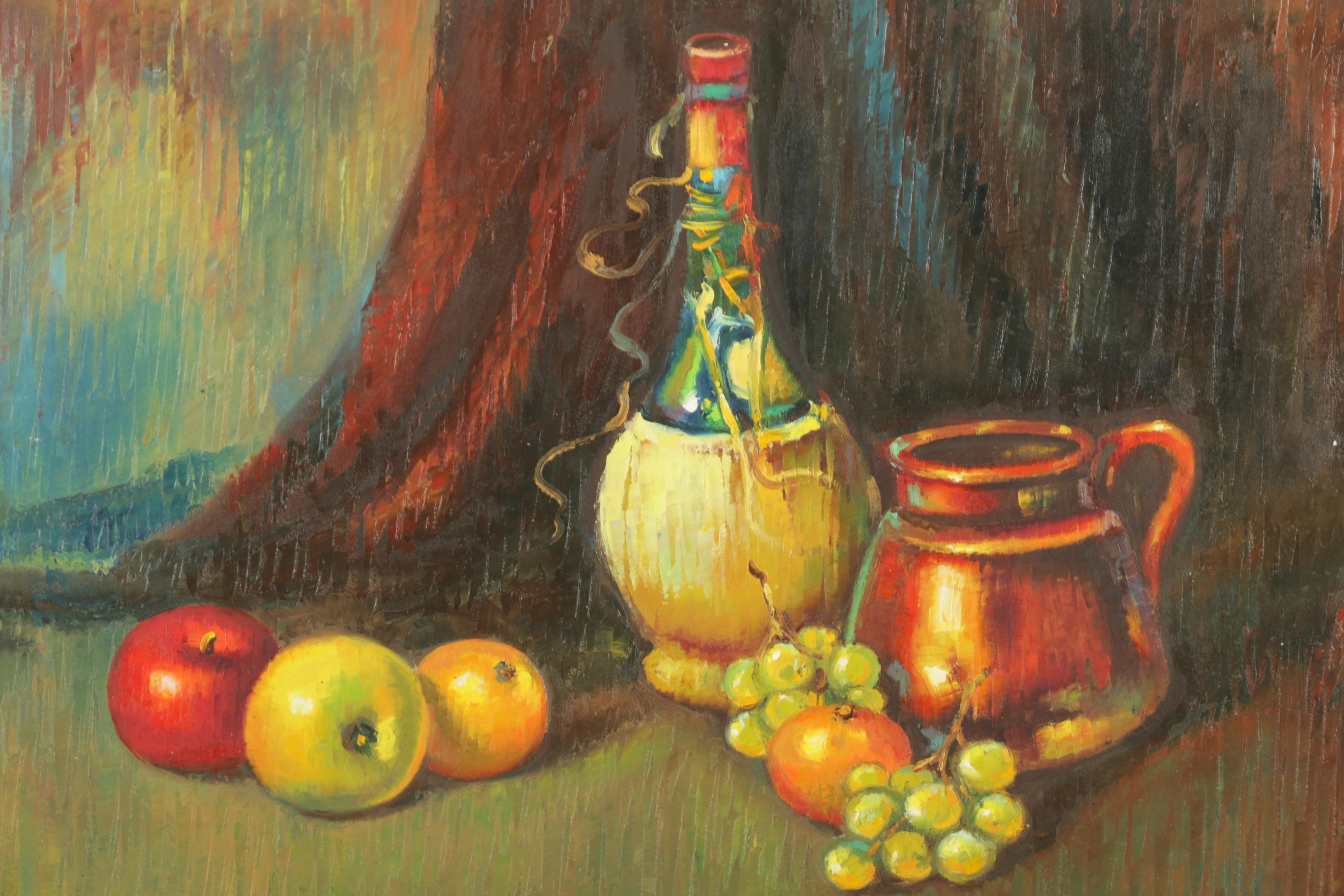 C. John Oil Painting on Canvas of Still Life