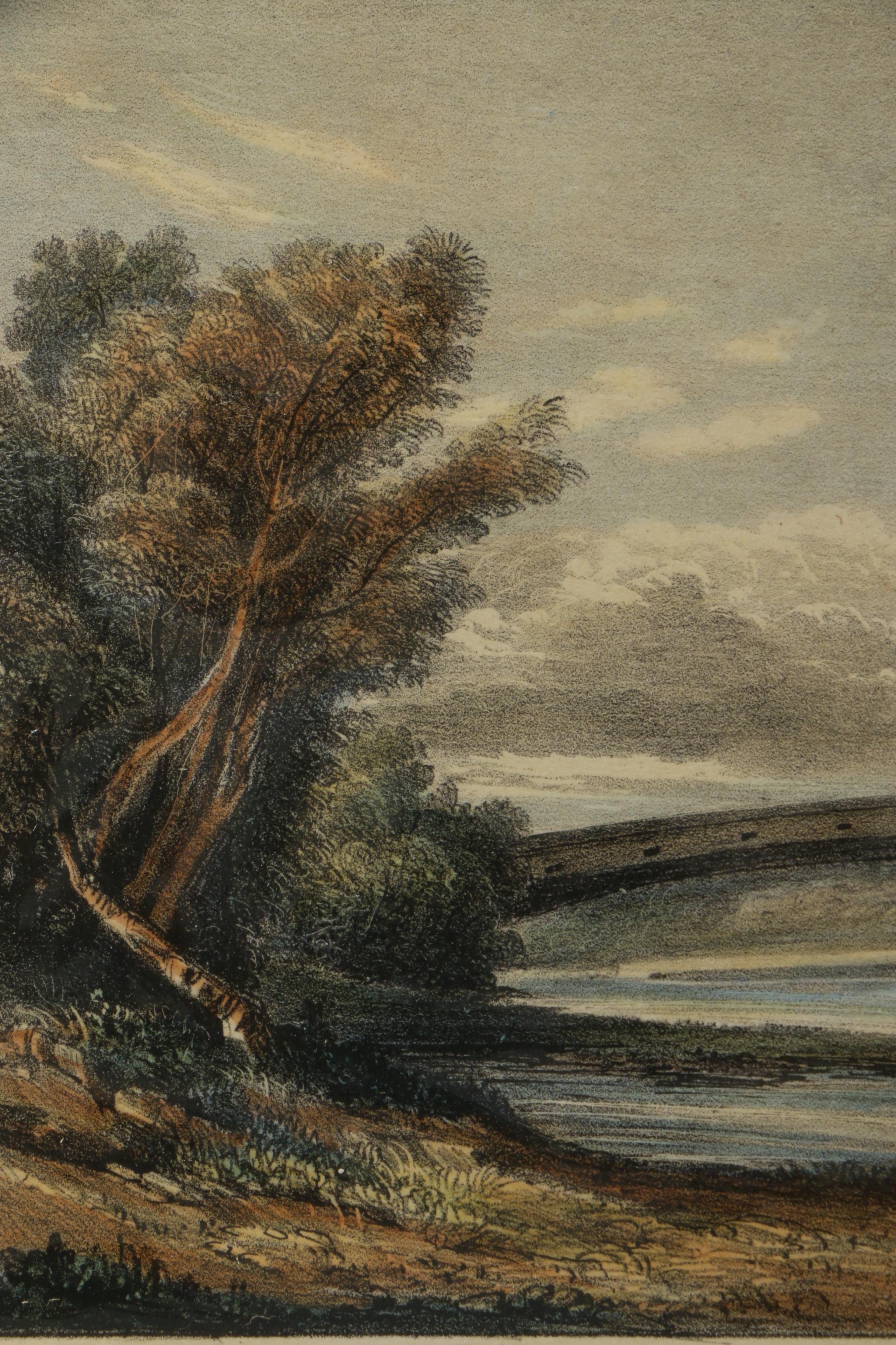 T.M. Baynes Lithograph "Bridge Over the Schuylkill & Fair Mount Water Works"