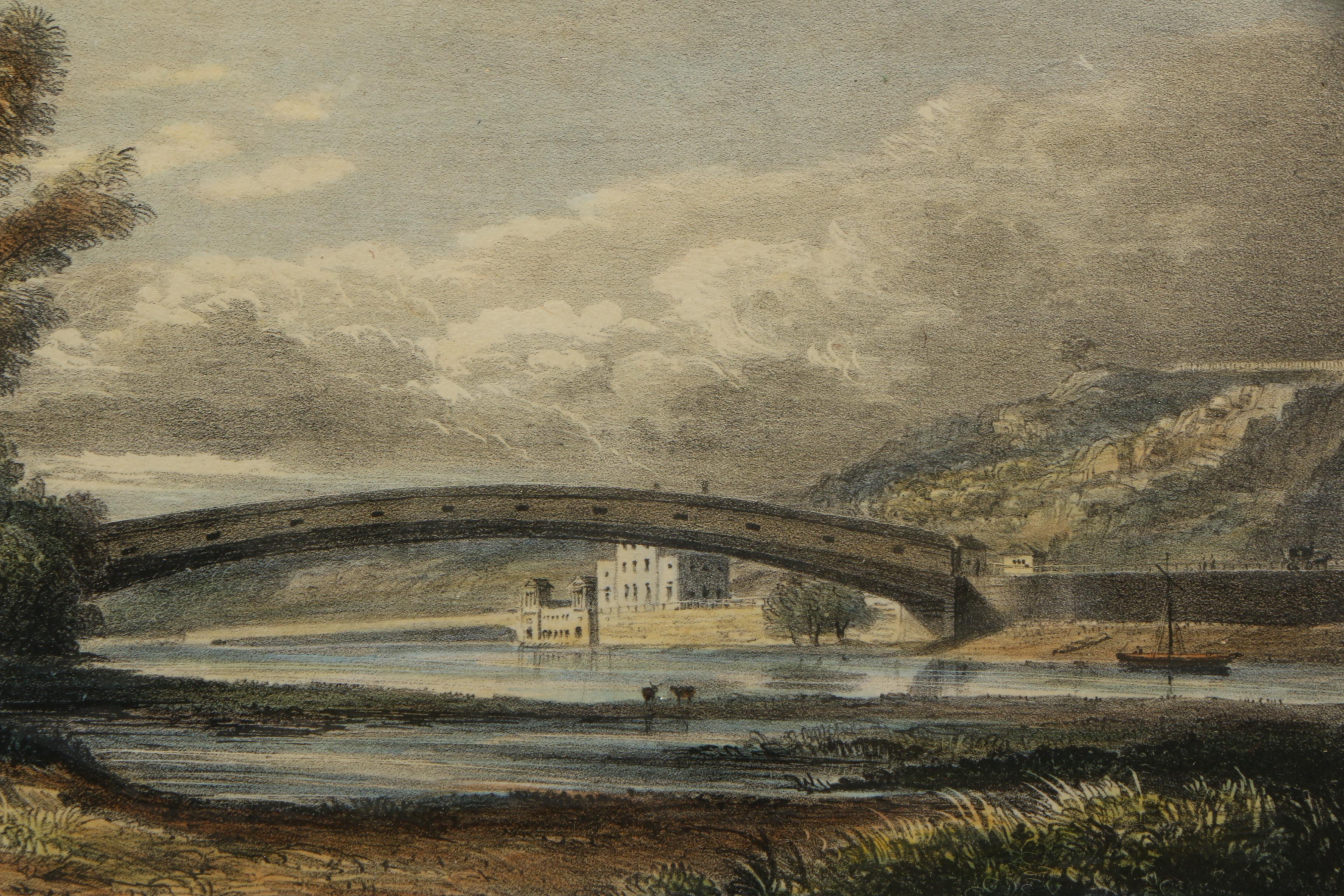 T.M. Baynes Lithograph "Bridge Over the Schuylkill & Fair Mount Water Works"