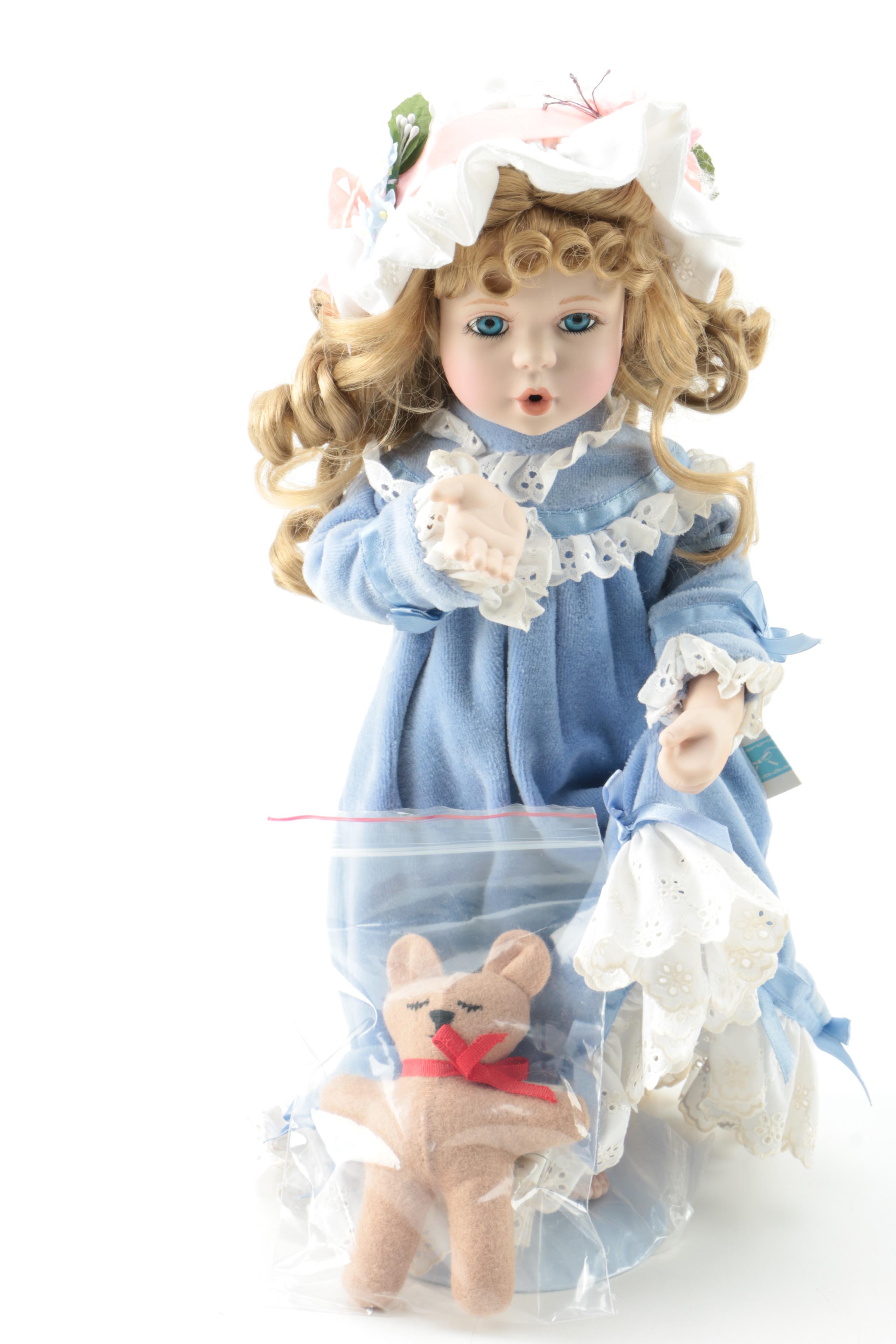 Hamilton Collection "A Kiss Goodnight" and "Michelle" Porcelain Dolls