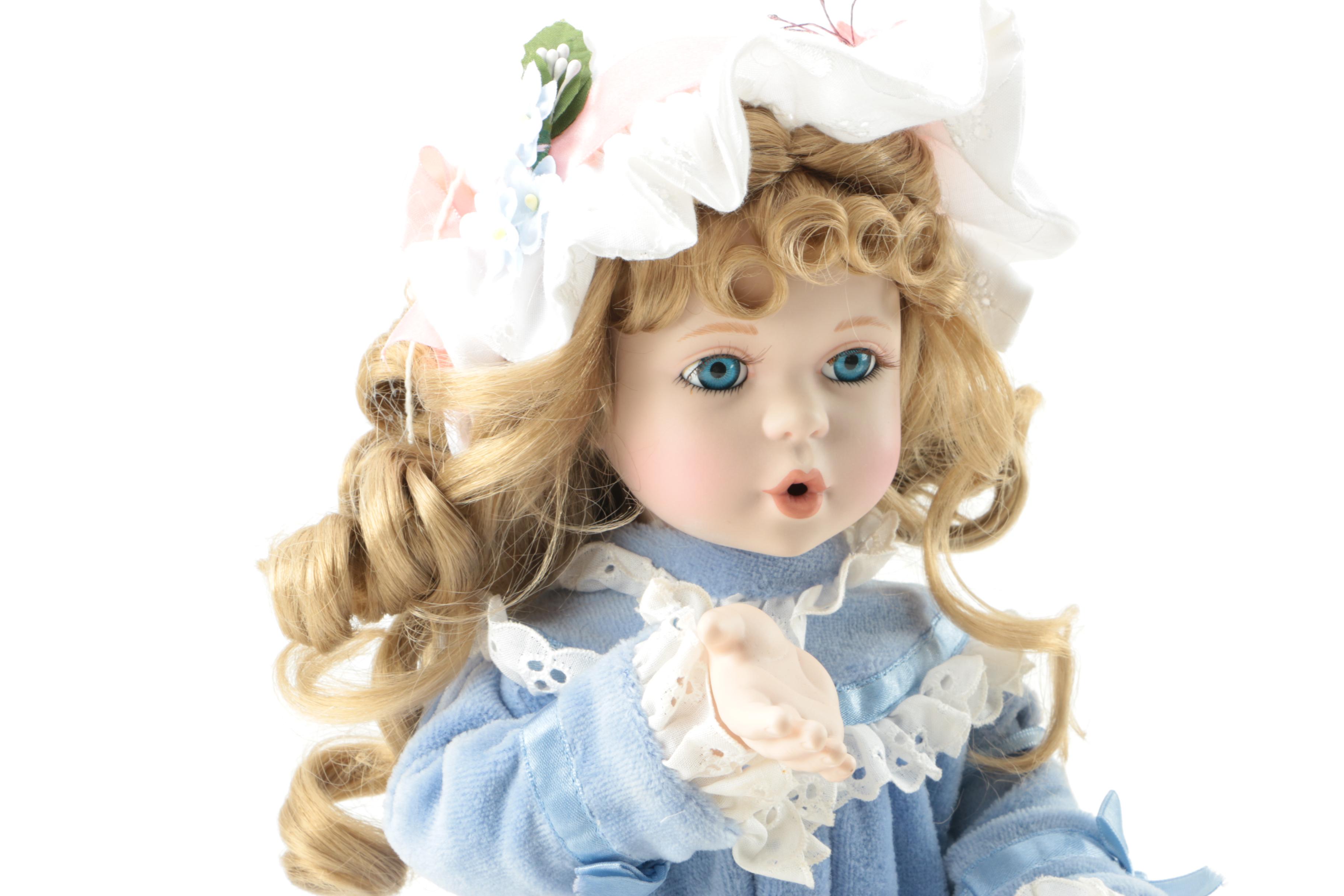 Hamilton Collection "A Kiss Goodnight" and "Michelle" Porcelain Dolls