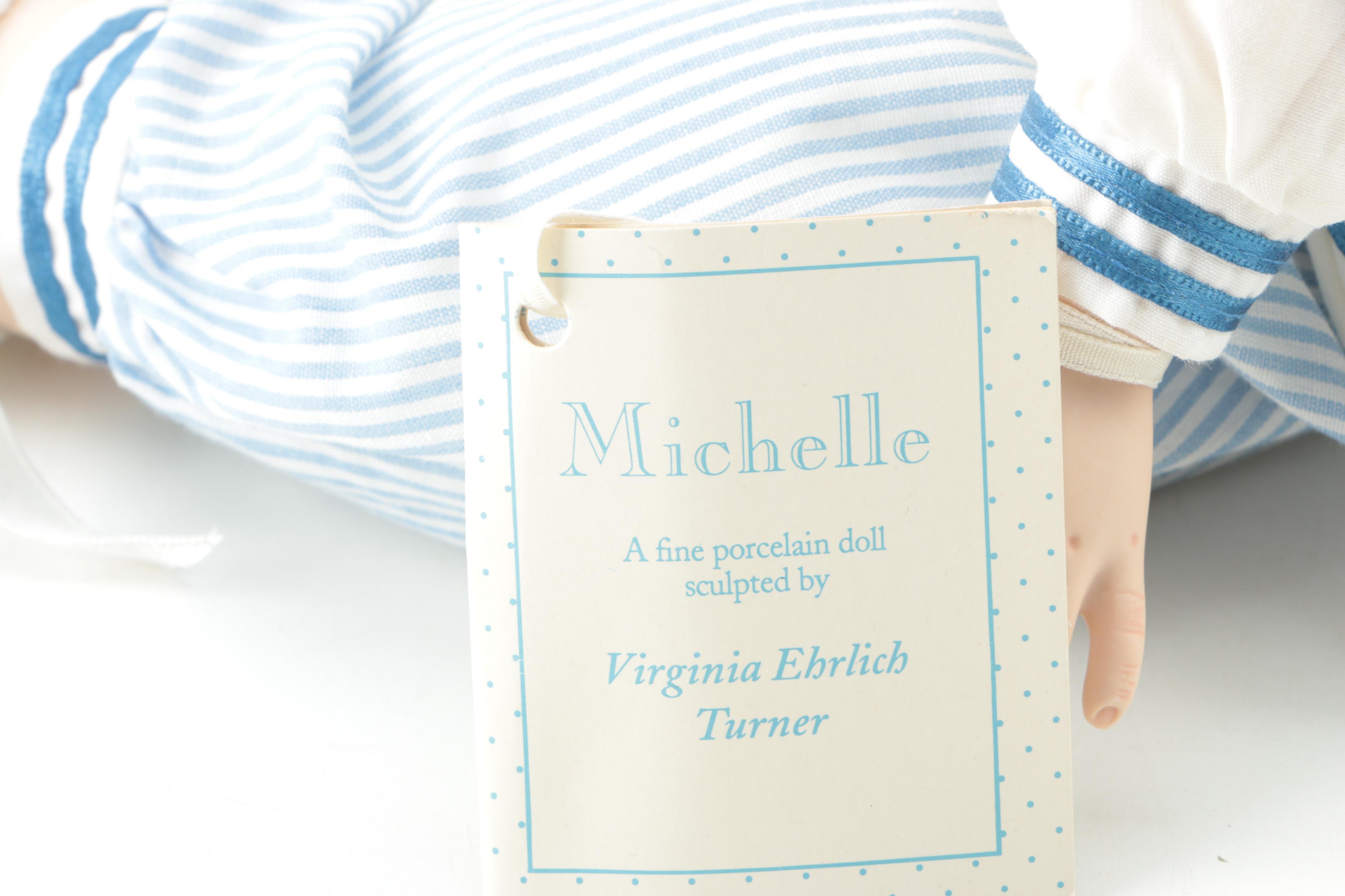 Hamilton Collection "A Kiss Goodnight" and "Michelle" Porcelain Dolls