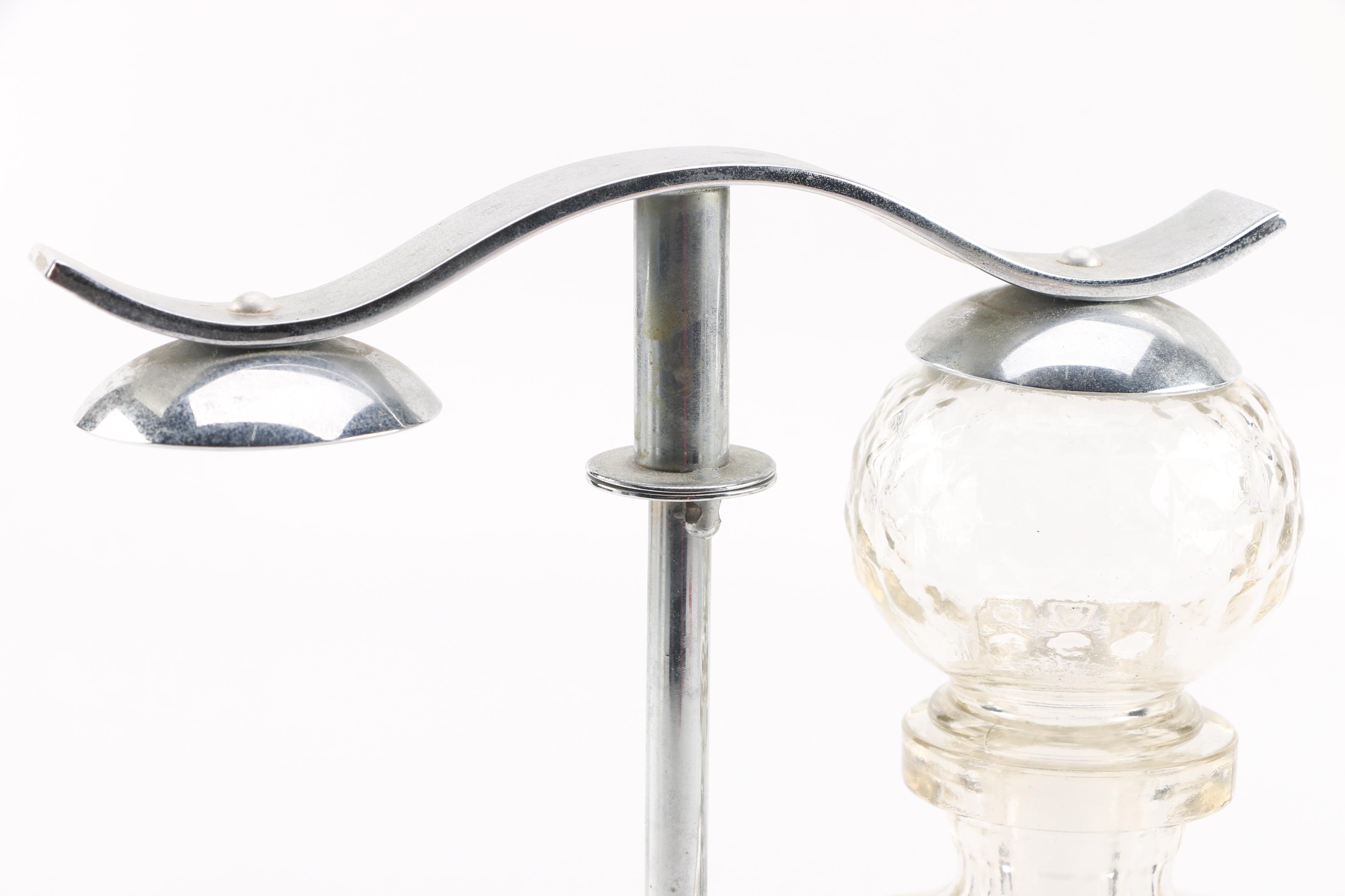 Pressed Glass Decanter with Caddy