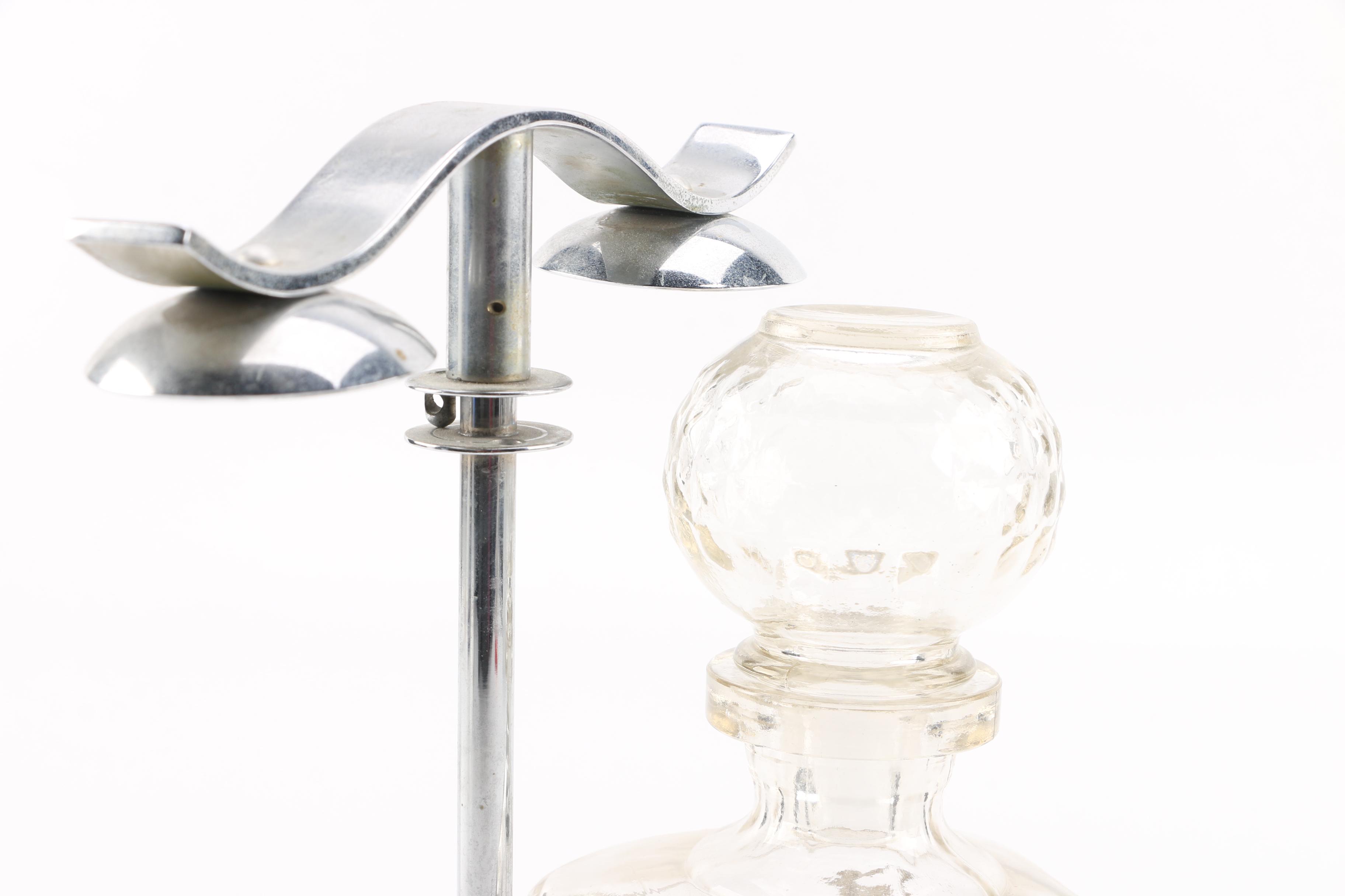Pressed Glass Decanter with Caddy