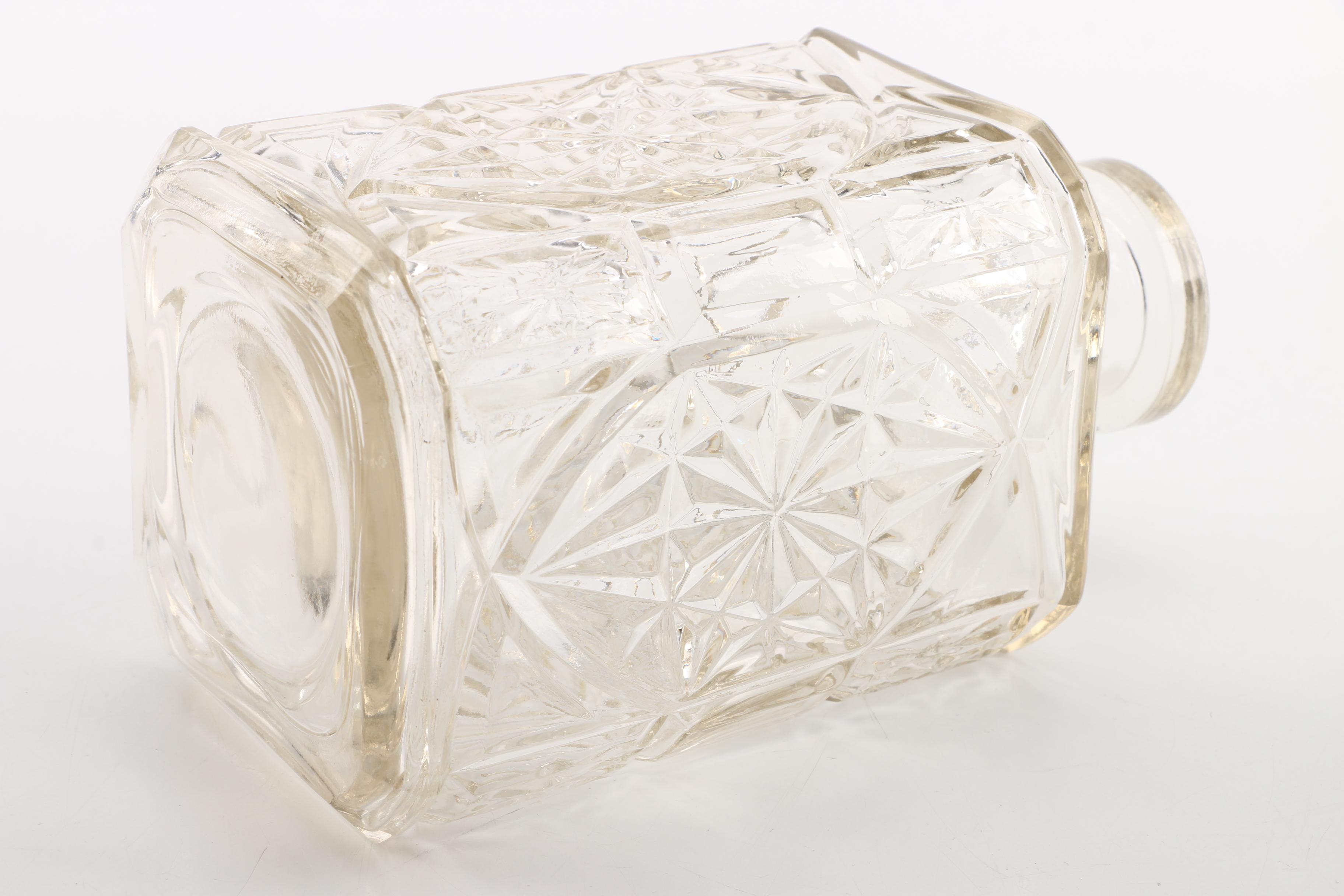 Pressed Glass Decanter with Caddy