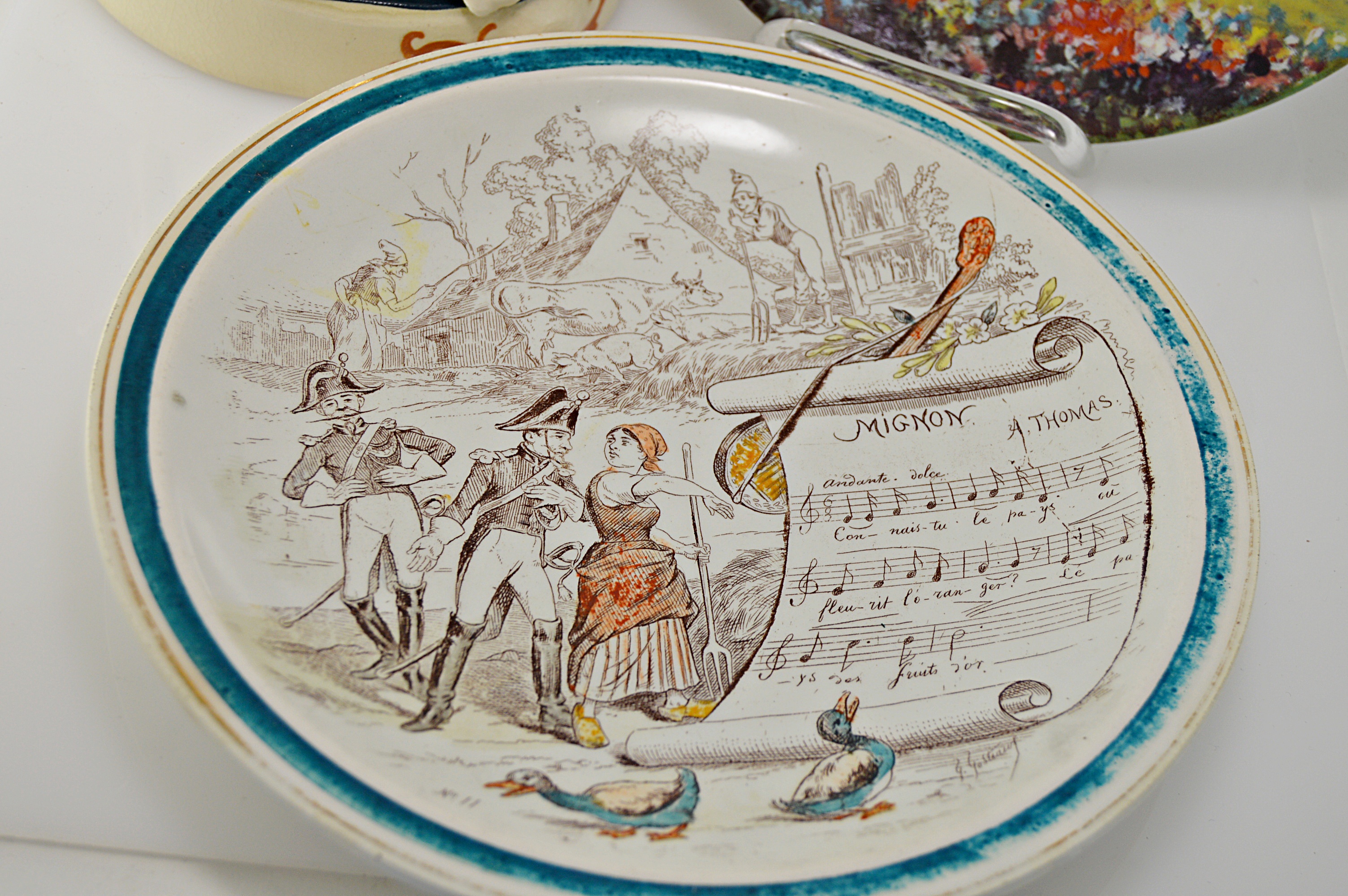 French Terre de Fer Plate, Signed Figurine, Limited Edition Eiffel Tower Plate