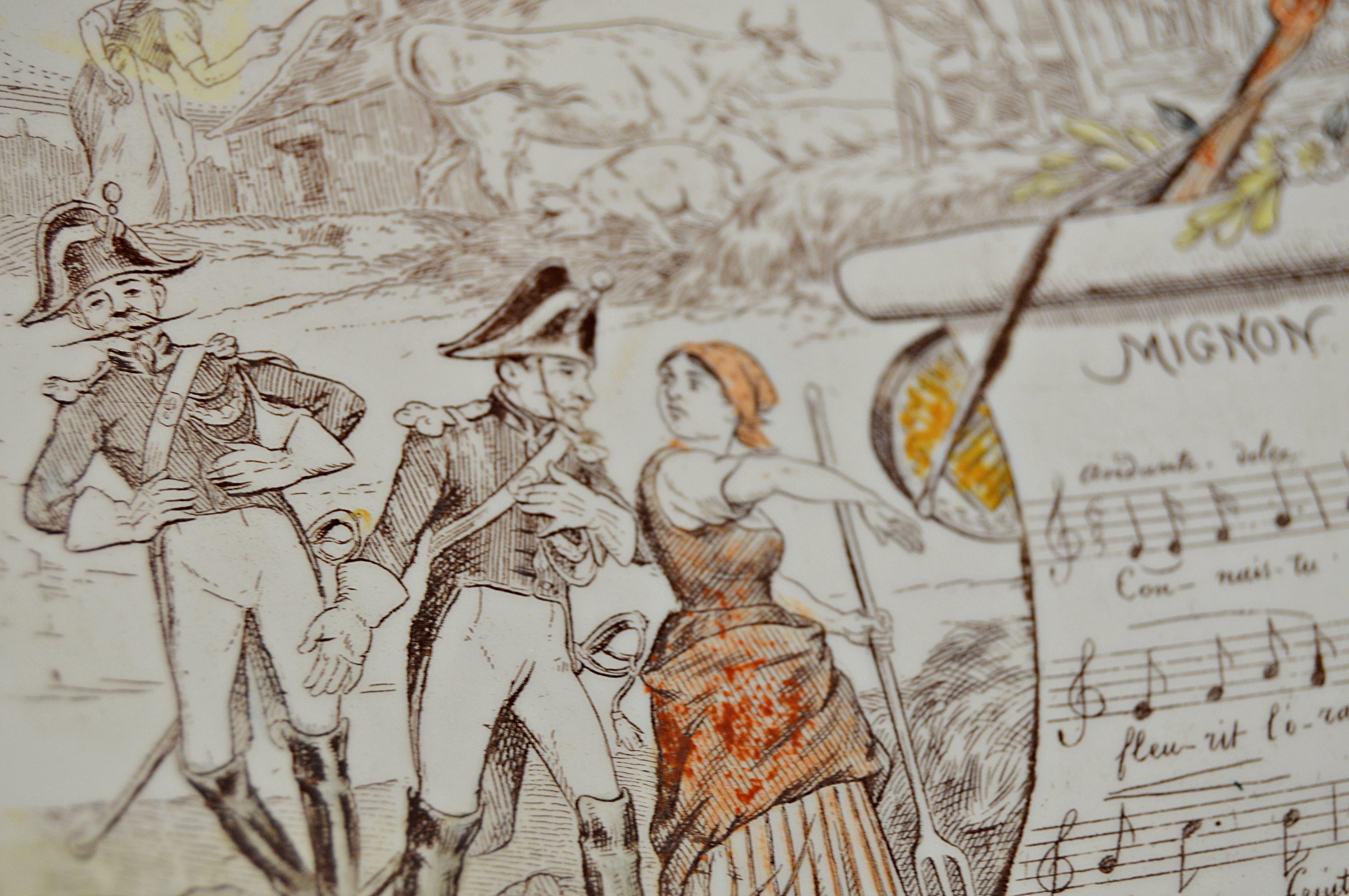 French Terre de Fer Plate, Signed Figurine, Limited Edition Eiffel Tower Plate