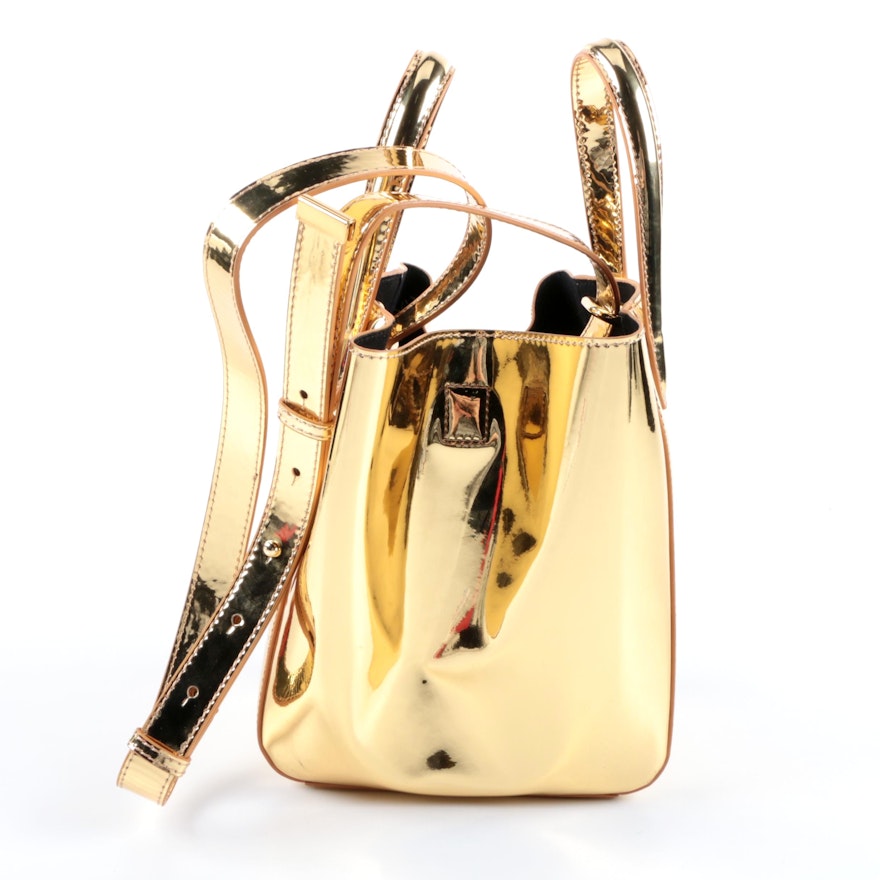 X NIHILO Eight Mini Gold Tone Mirror Vegan Leather Tote