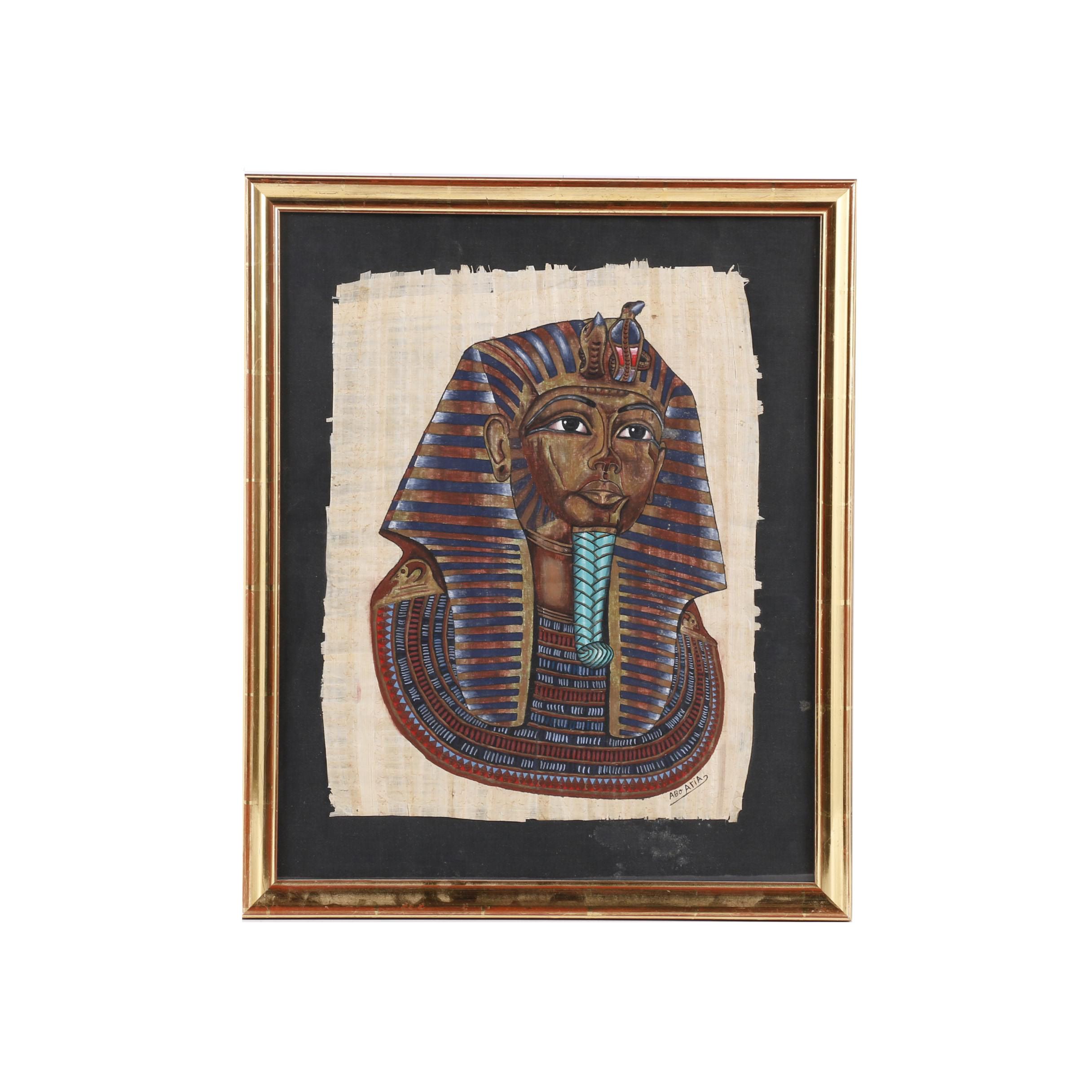 Ancient Egyptian Style Gouache Painting on Papyrus