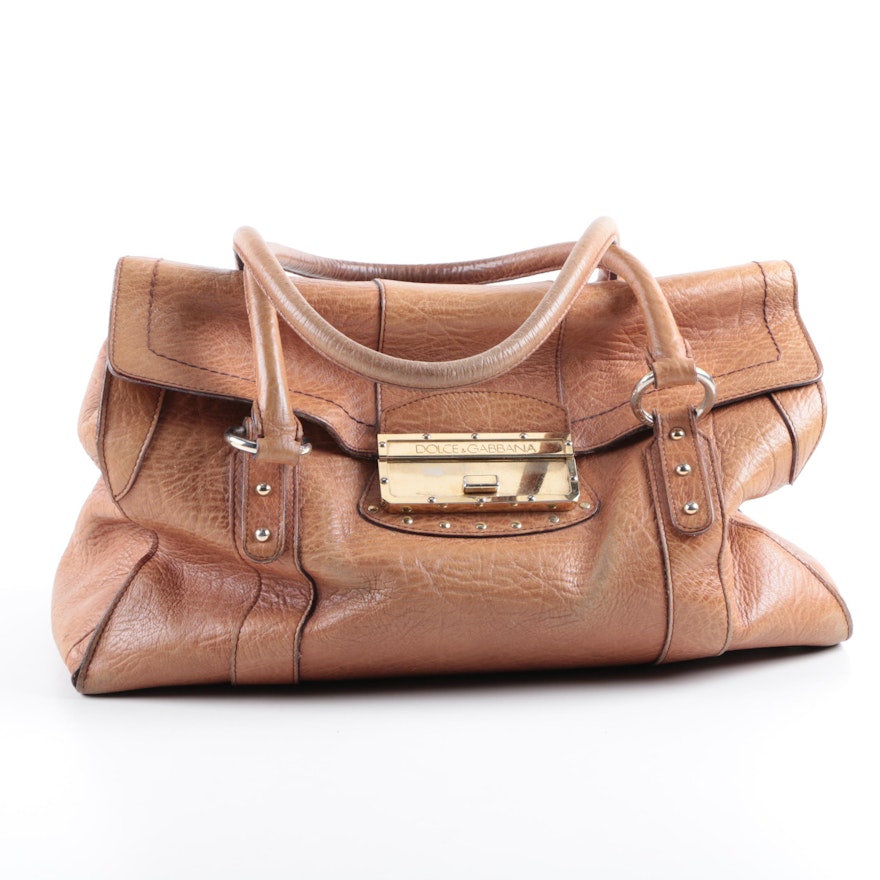 Dolce & Gabbana Brown Leather Satchel Handbag