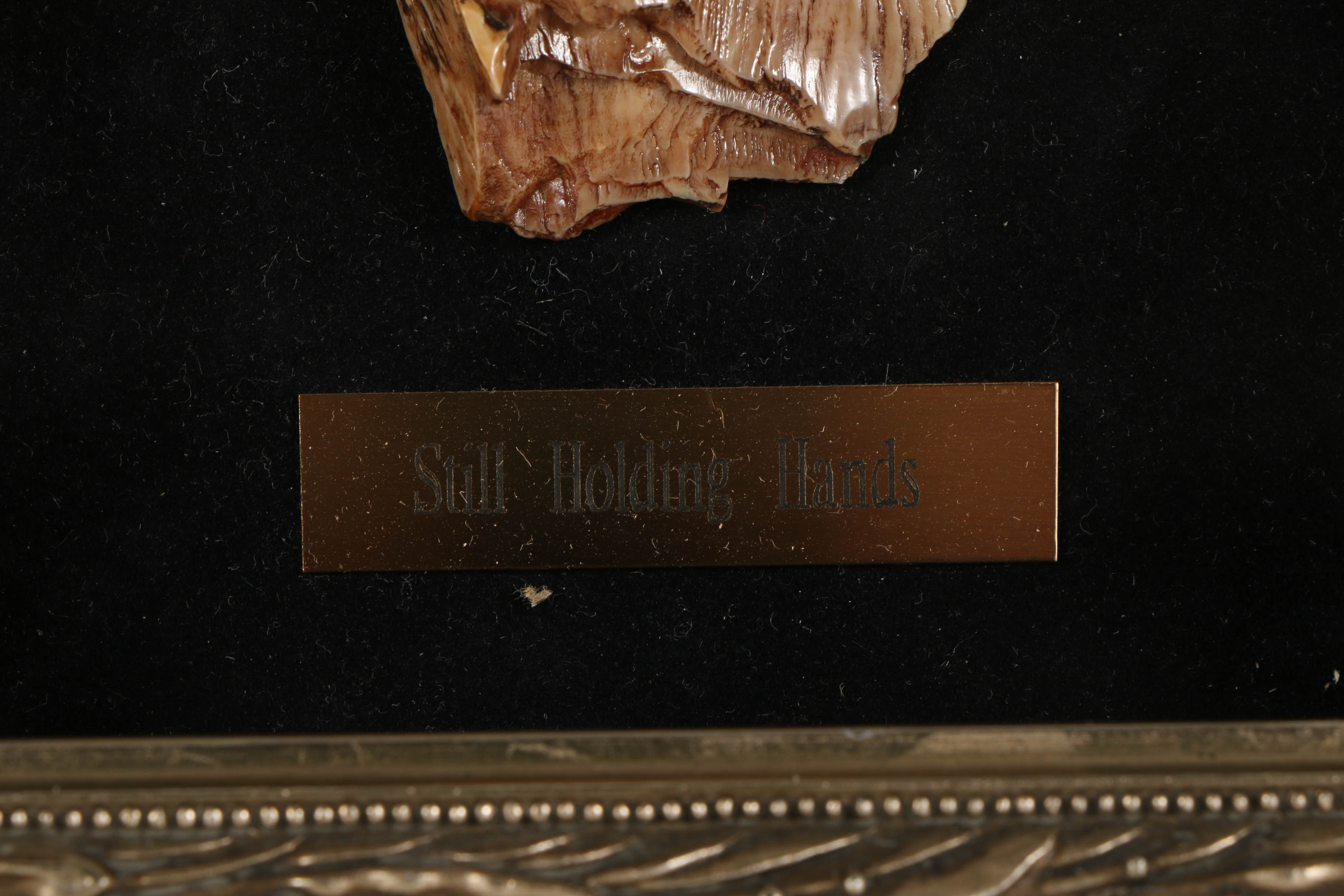 Skip Rowell Etching and Painting on Mammoth Ivory "Still Holding Hands"