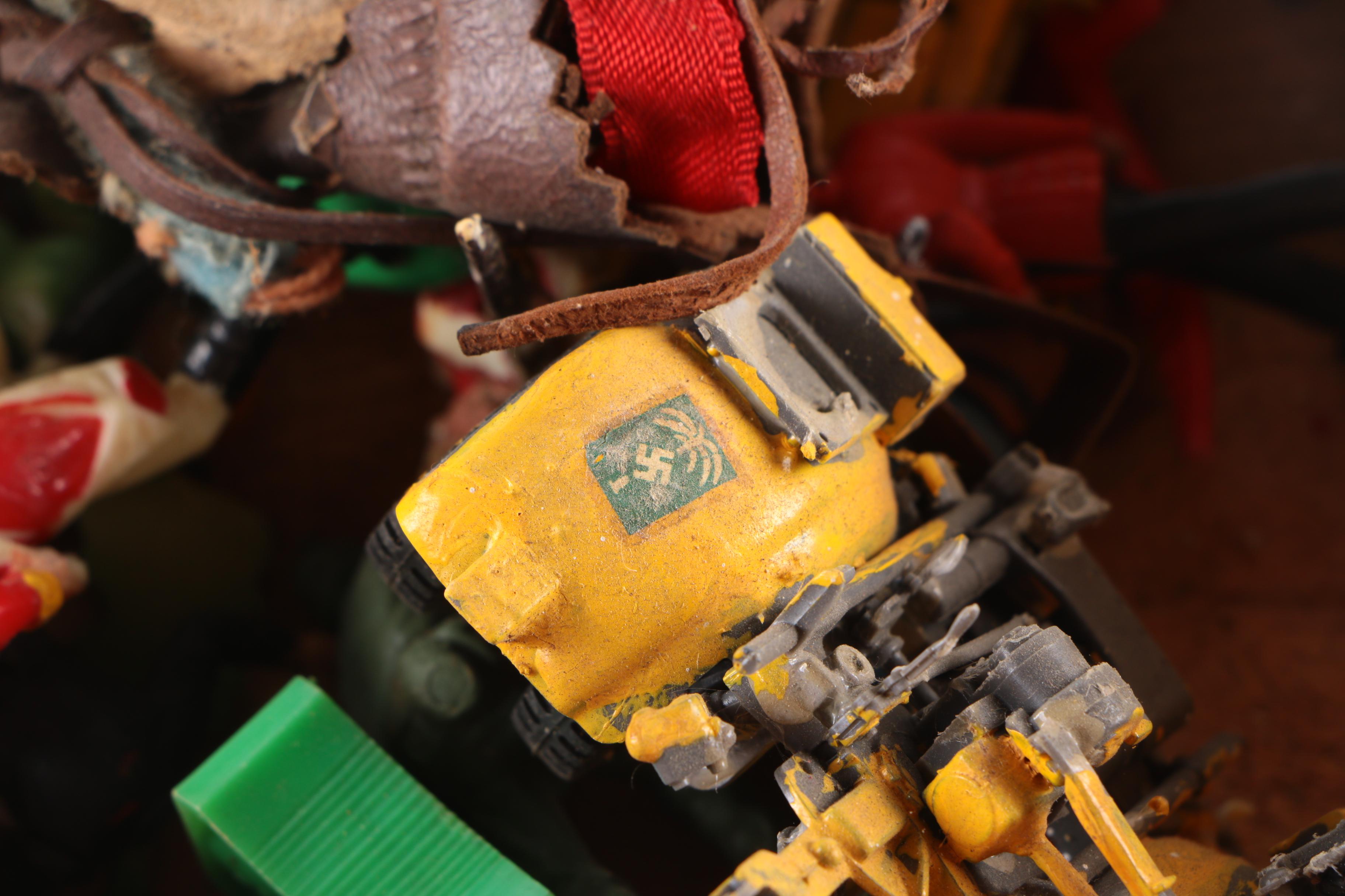 Plastic Figurines and Toys in Wooden Box