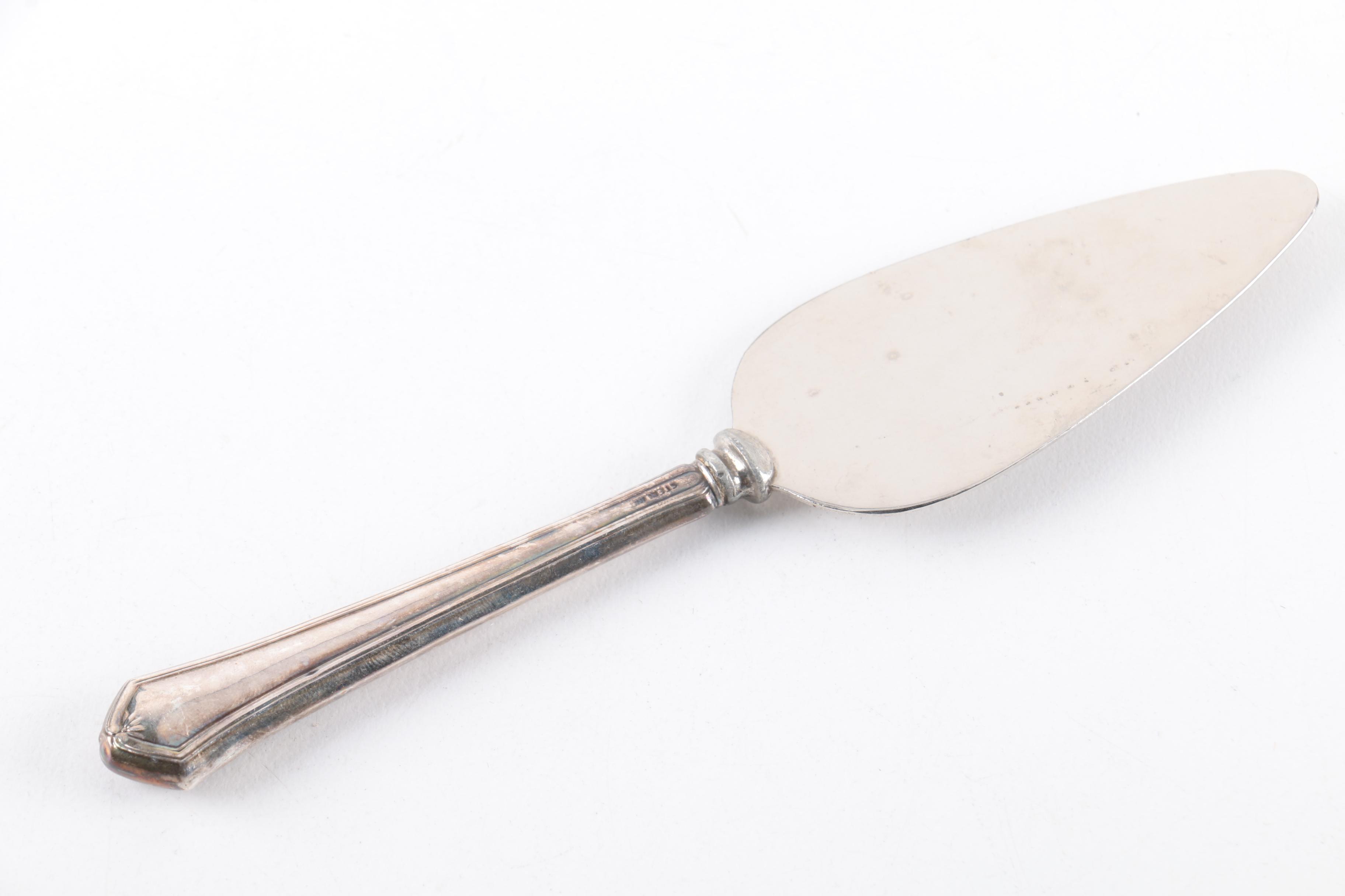 Fisher Weighted Sterling Creamer and Sugar Bowl with Serving Utensils