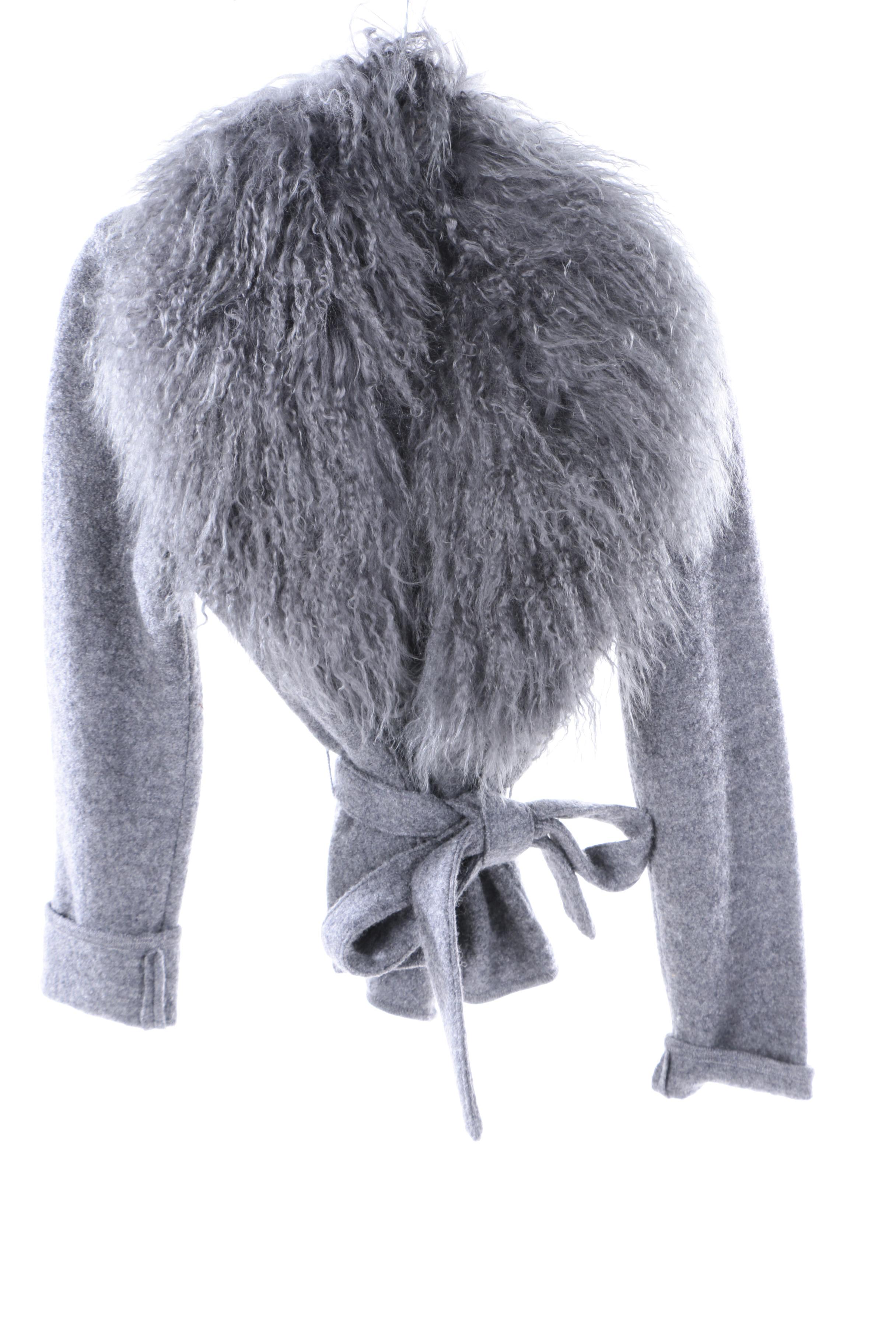 Peacoats and Sweater with Mongolian Lamb Fur Collar Including Saks Fifth Avenue