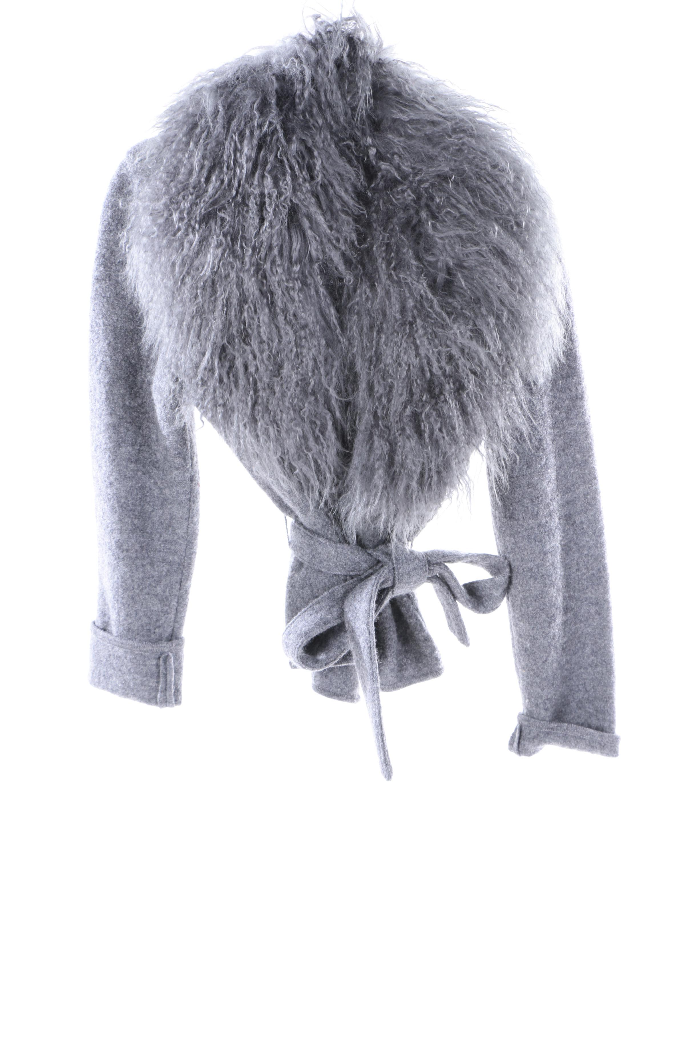 Peacoats and Sweater with Mongolian Lamb Fur Collar Including Saks Fifth Avenue