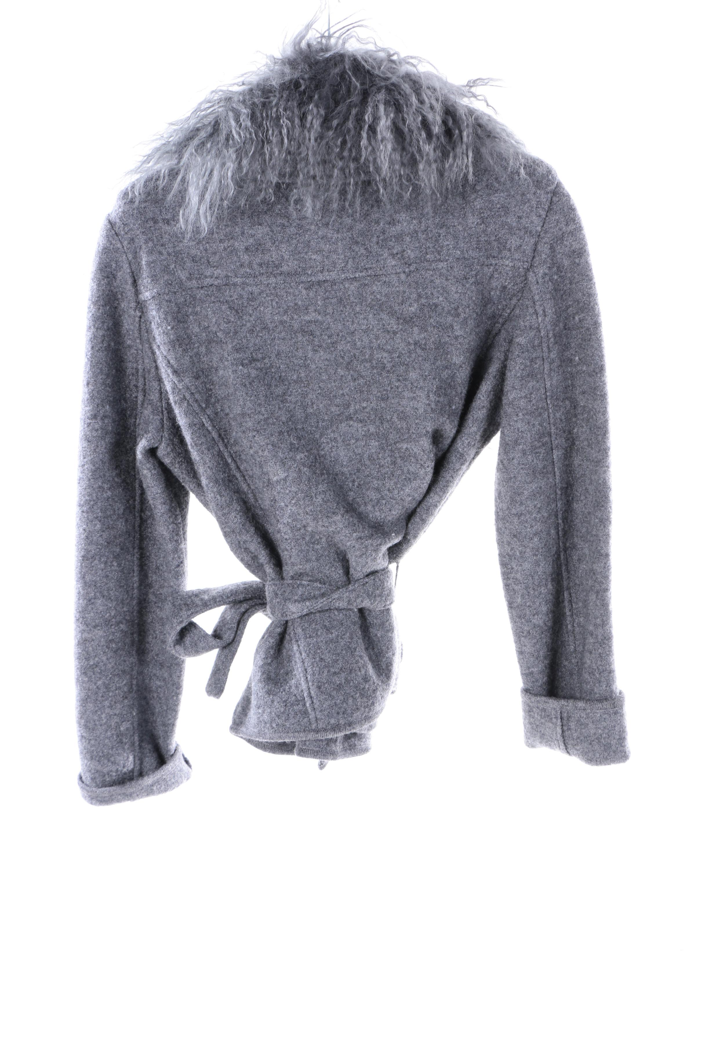 Peacoats and Sweater with Mongolian Lamb Fur Collar Including Saks Fifth Avenue