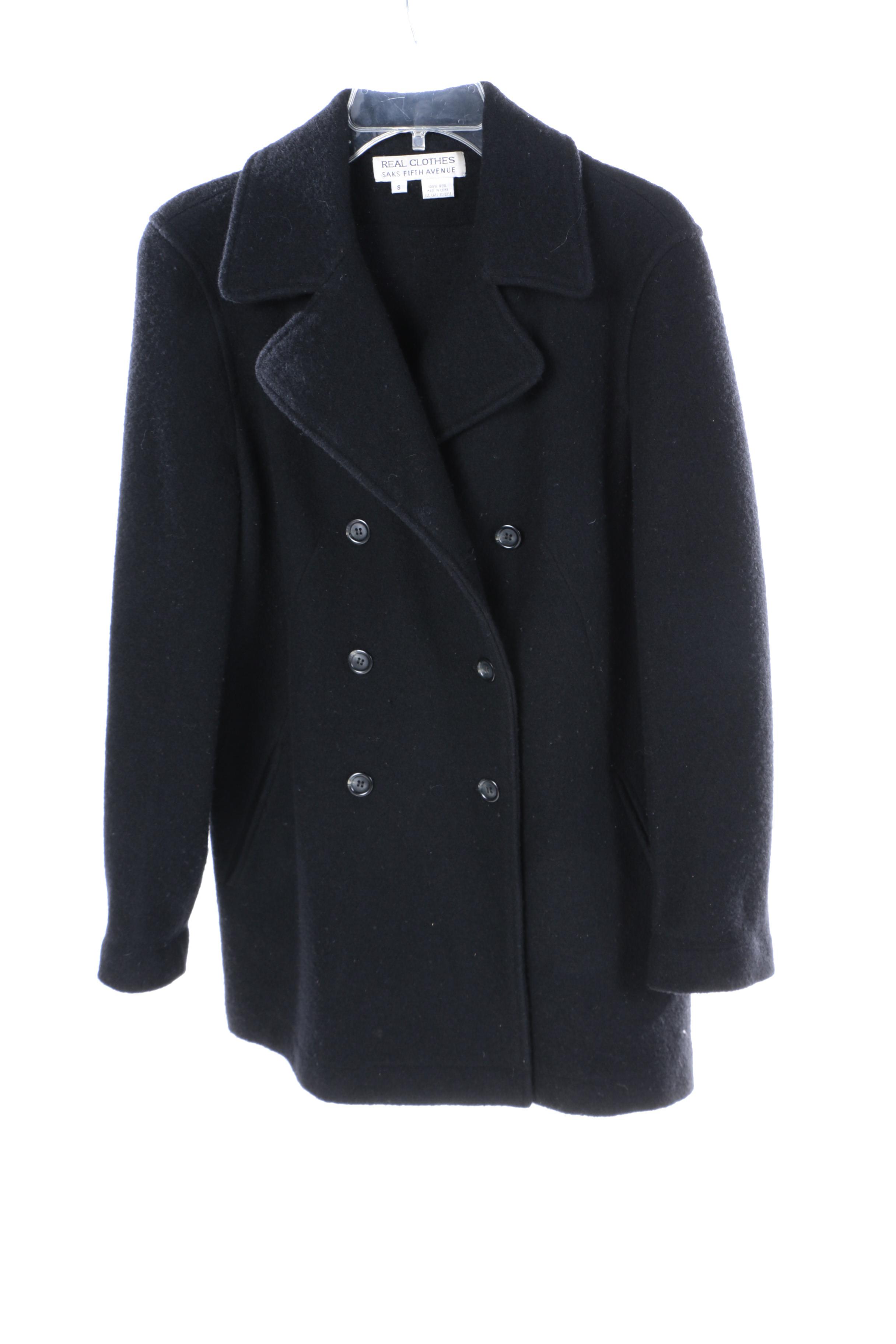 Peacoats and Sweater with Mongolian Lamb Fur Collar Including Saks Fifth Avenue