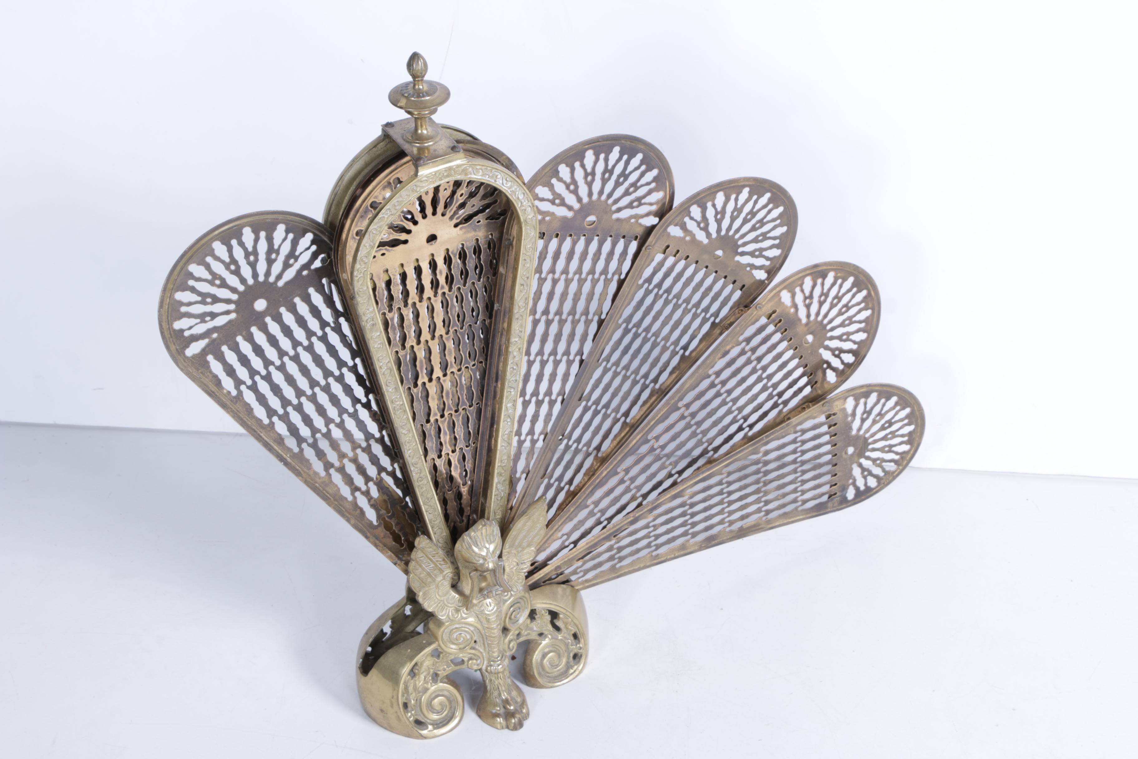 Brass Folding Fireplace Screen